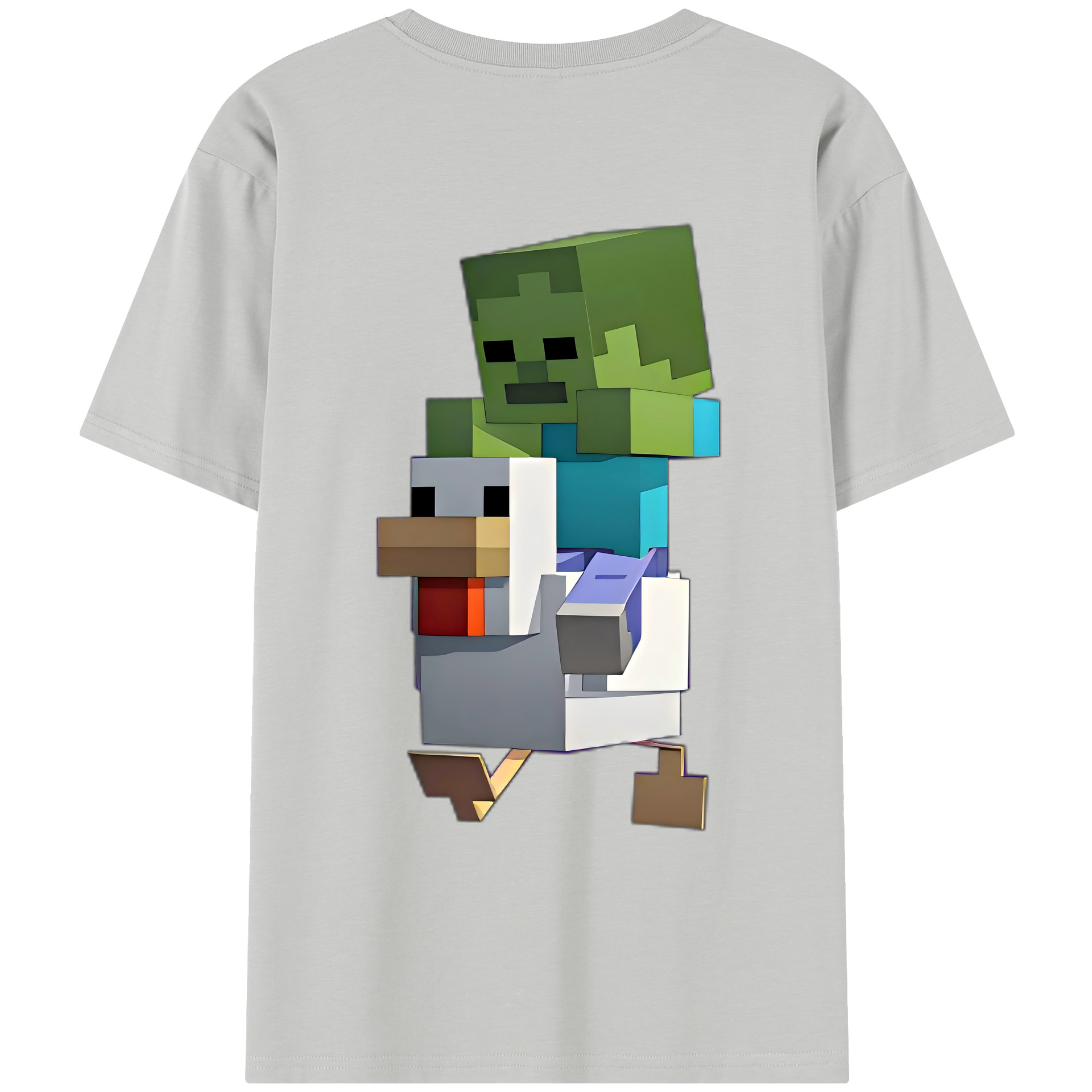 （画像用） マインクラフト ブロックの世界 Minecraft MC Block world レディース半袖Tシャツ(バックプリント)