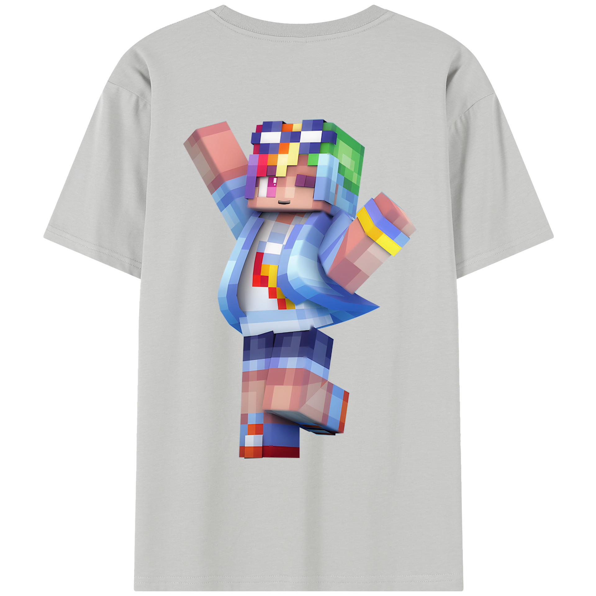 （画像用） マインクラフト ブロックの世界 Minecraft MC Block world レディース半袖Tシャツ(バックプリント)