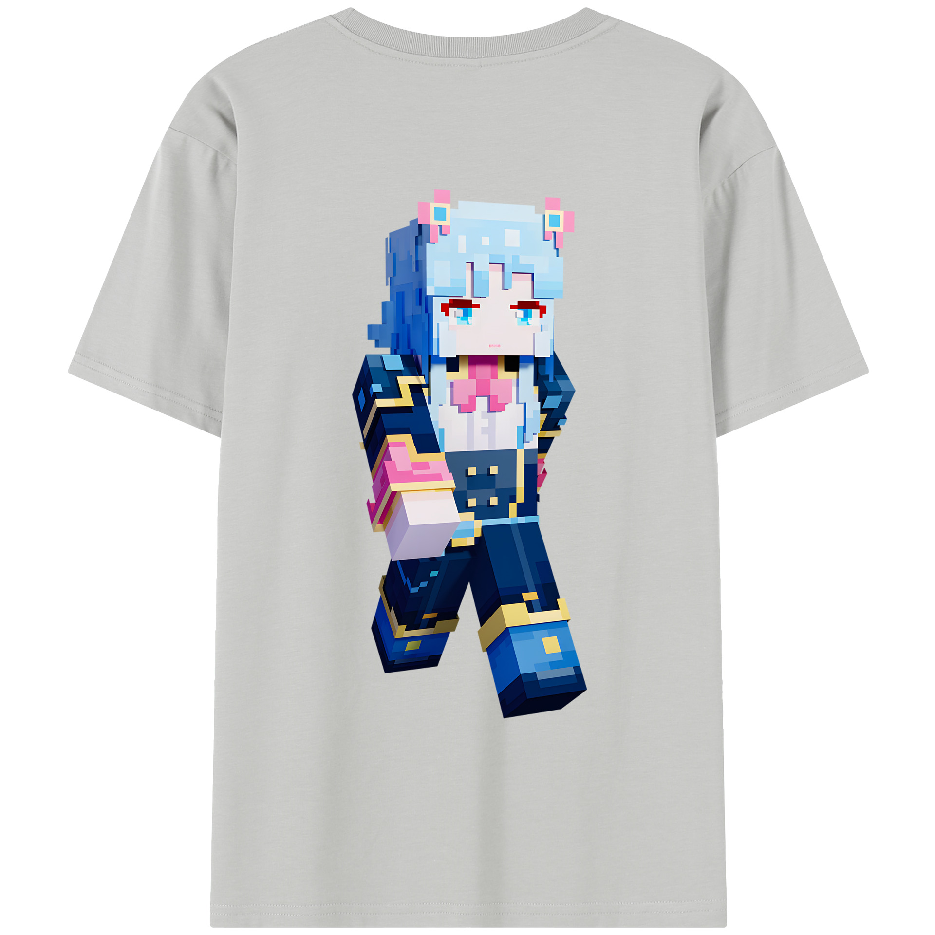 （画像用） マインクラフト ブロックの世界 Minecraft MC Block world レディース半袖Tシャツ(バックプリント)