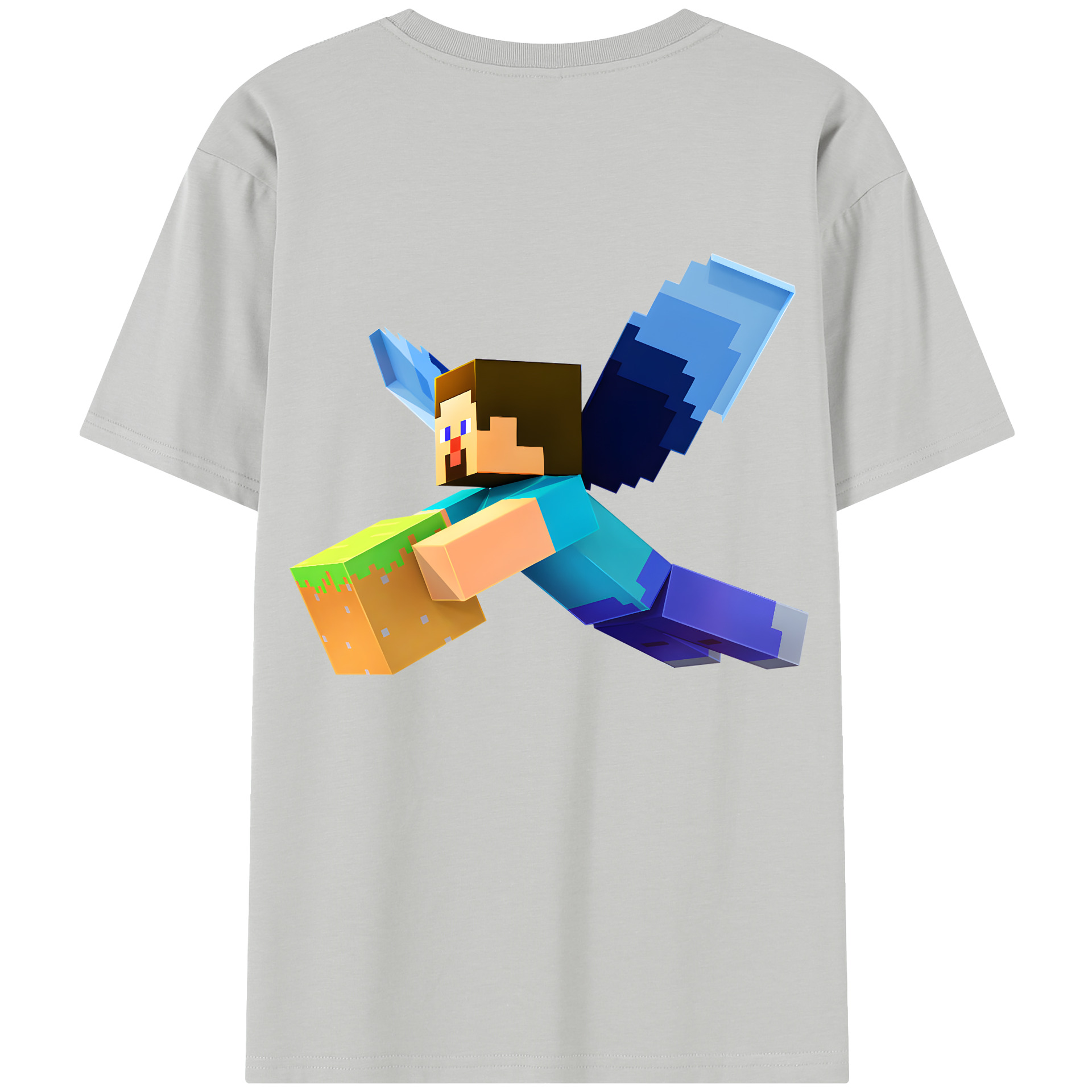 （画像用） マインクラフト ブロックの世界 Minecraft MC Block world レディース半袖Tシャツ(バックプリント)
