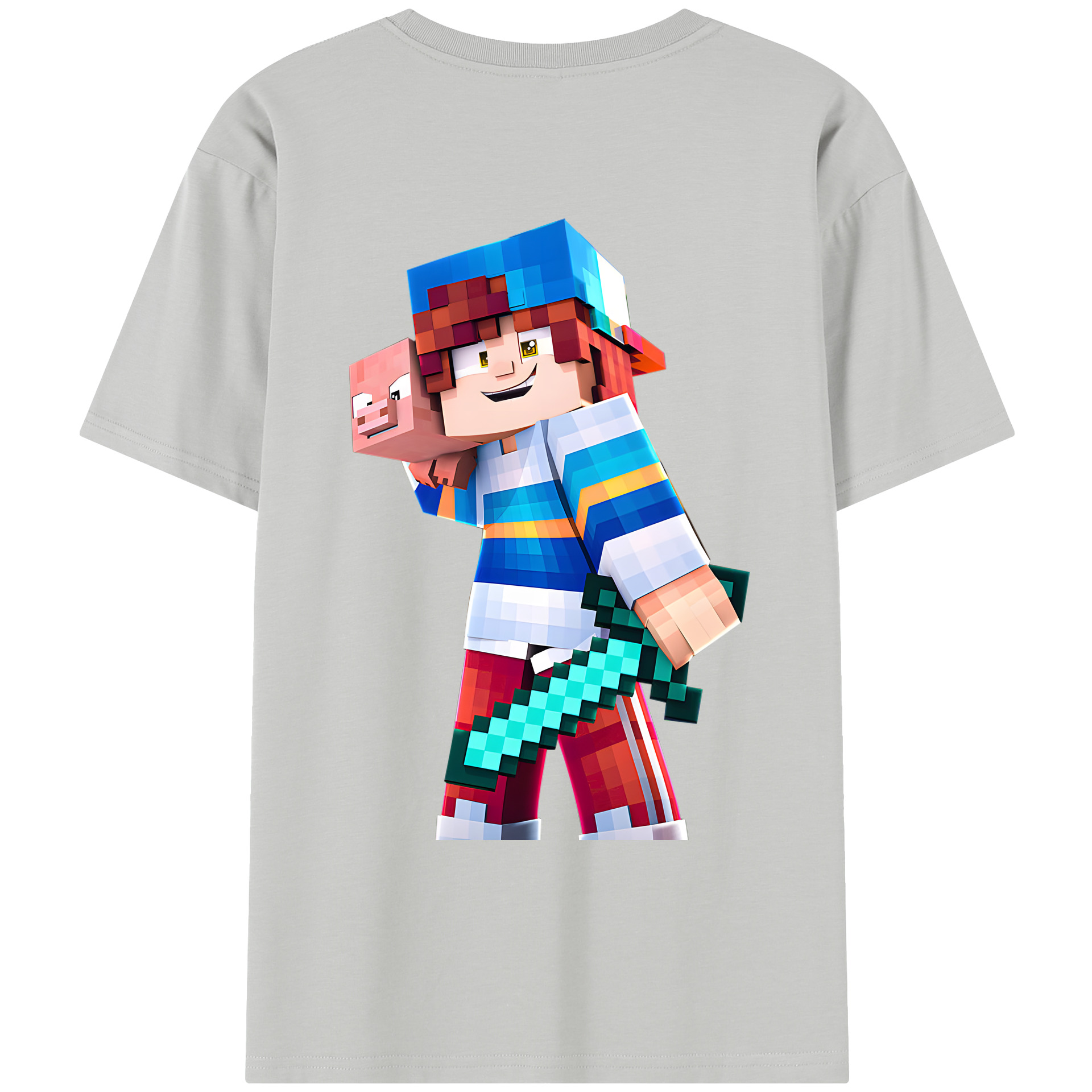 （画像用） マインクラフト ブロックの世界 Minecraft MC Block world レディース半袖Tシャツ(バックプリント)