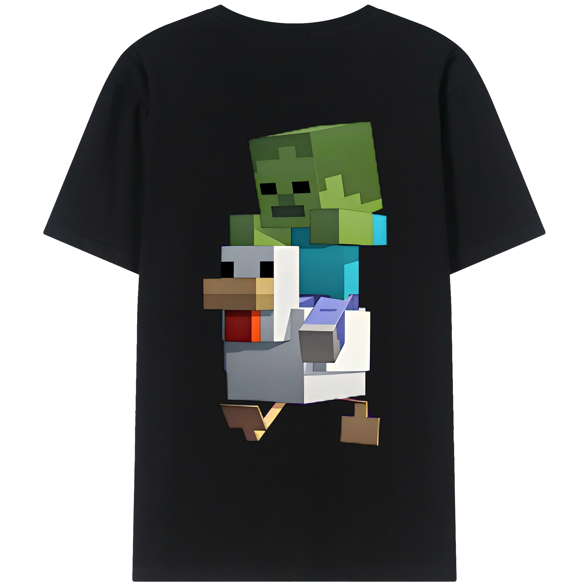 （画像用） マインクラフト ブロックの世界 Minecraft MC Block world レディース半袖Tシャツ(バックプリント)