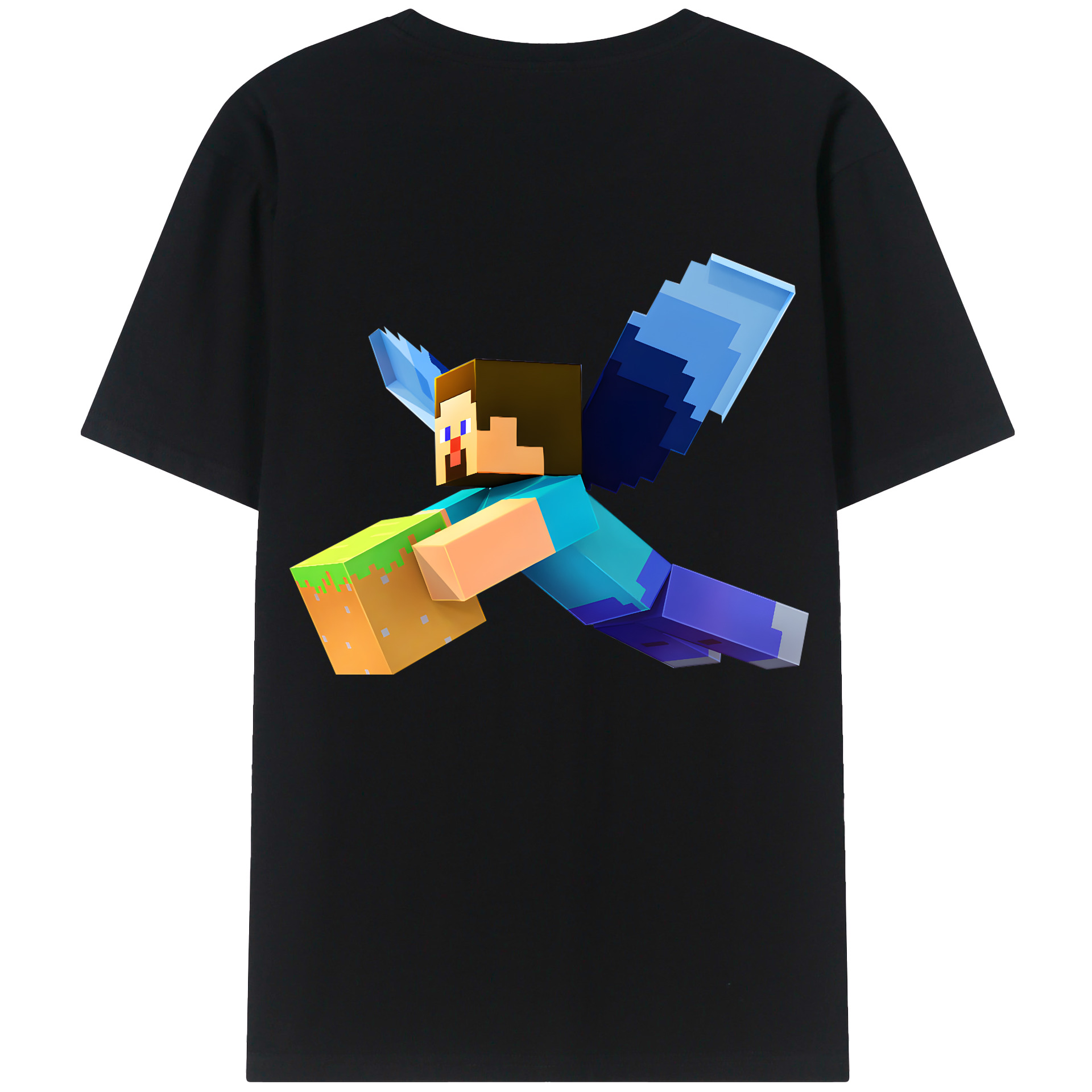 （画像用） マインクラフト ブロックの世界 Minecraft MC Block world レディース半袖Tシャツ(バックプリント)