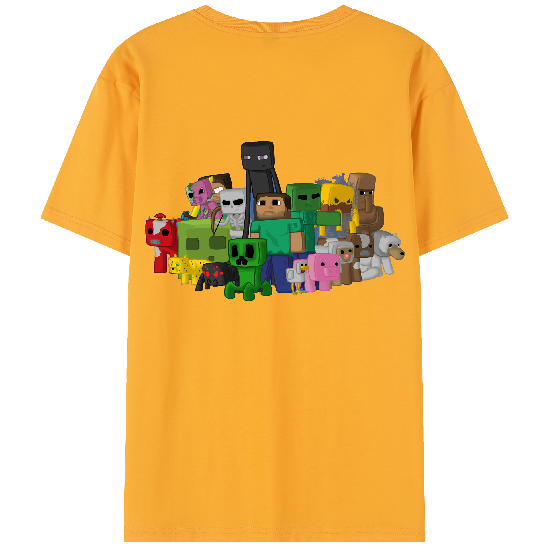 （画像用） マインクラフト ブロックの世界 Minecraft MC Block world レディース半袖Tシャツ(バックプリント)
