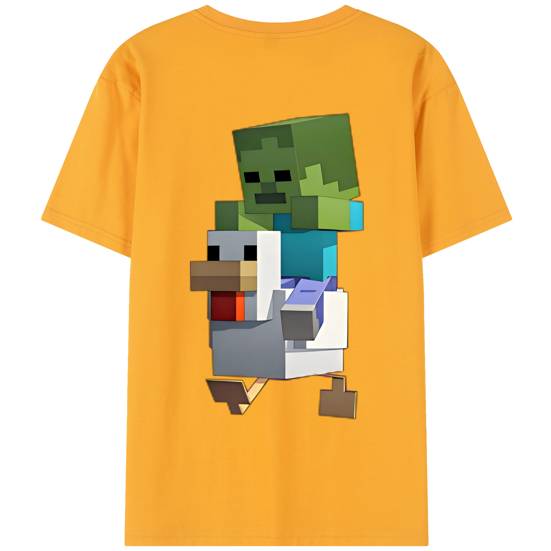 （画像用） マインクラフト ブロックの世界 Minecraft MC Block world レディース半袖Tシャツ(バックプリント)