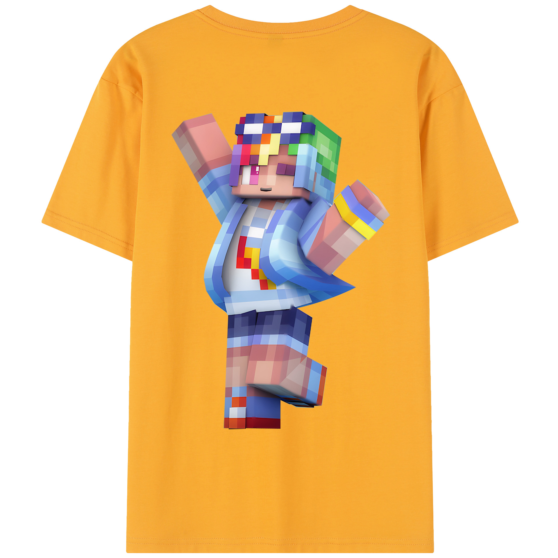 （画像用） マインクラフト ブロックの世界 Minecraft MC Block world レディース半袖Tシャツ(バックプリント)