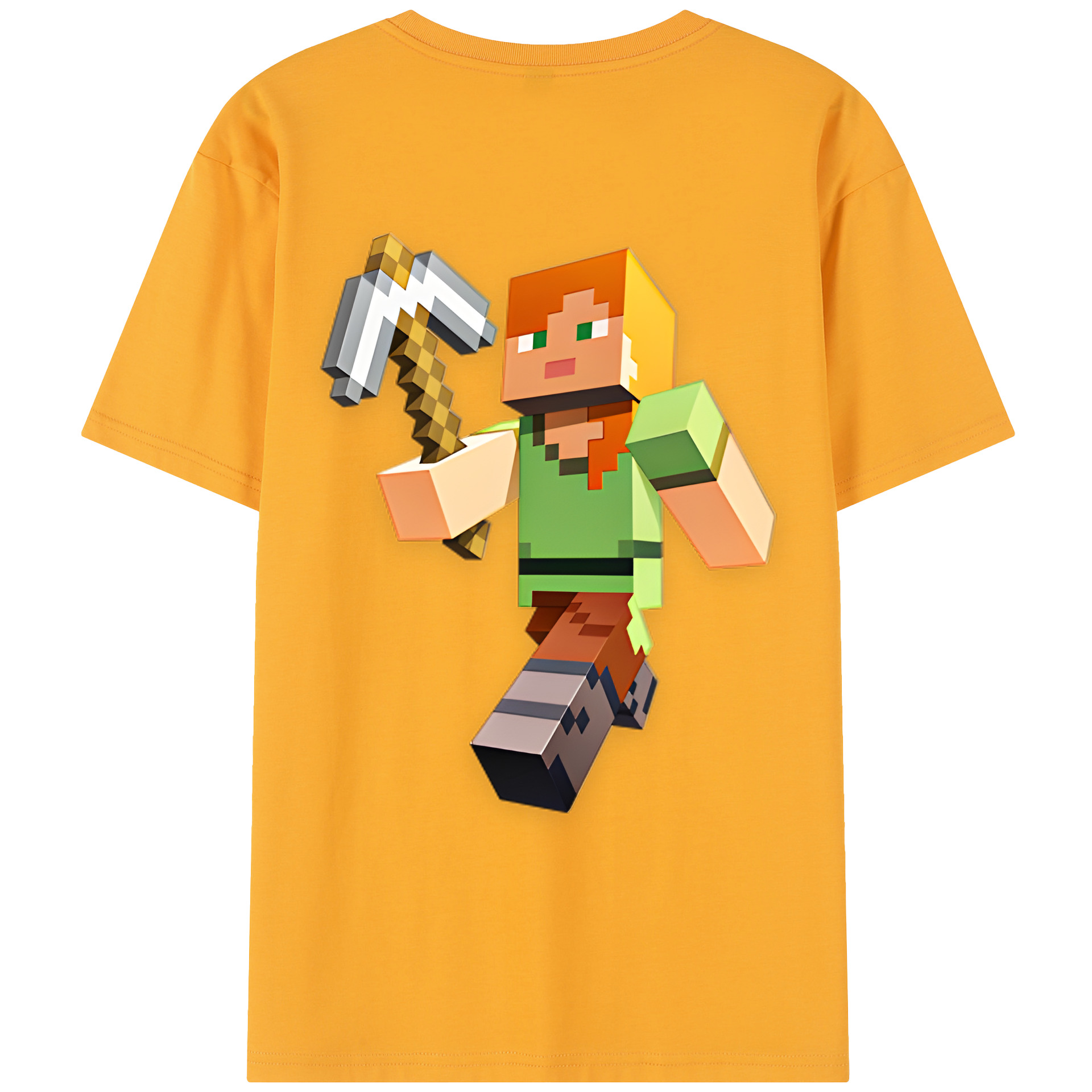 （画像用） マインクラフト ブロックの世界 Minecraft MC Block world レディース半袖Tシャツ(バックプリント)
