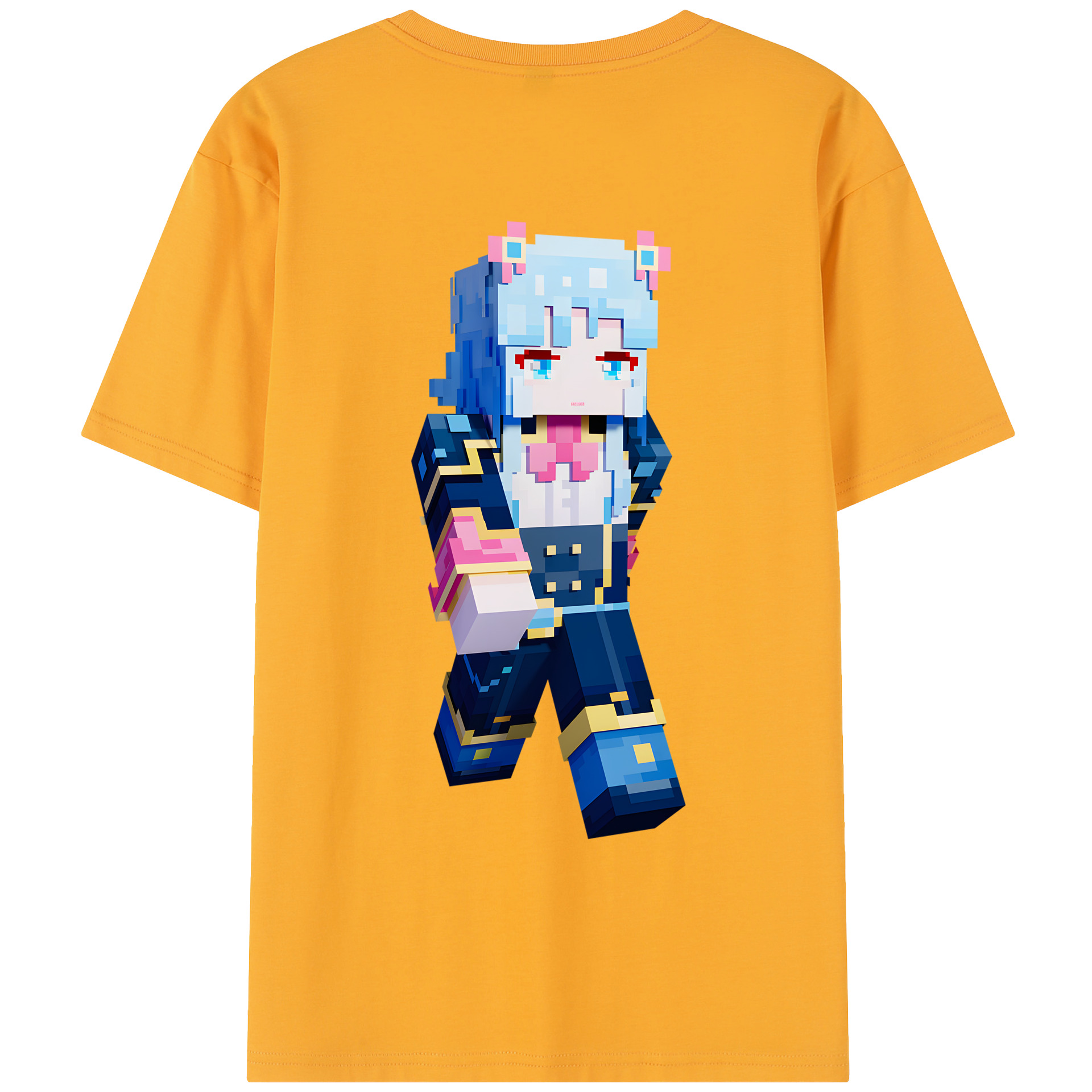 （画像用） マインクラフト ブロックの世界 Minecraft MC Block world レディース半袖Tシャツ(バックプリント)