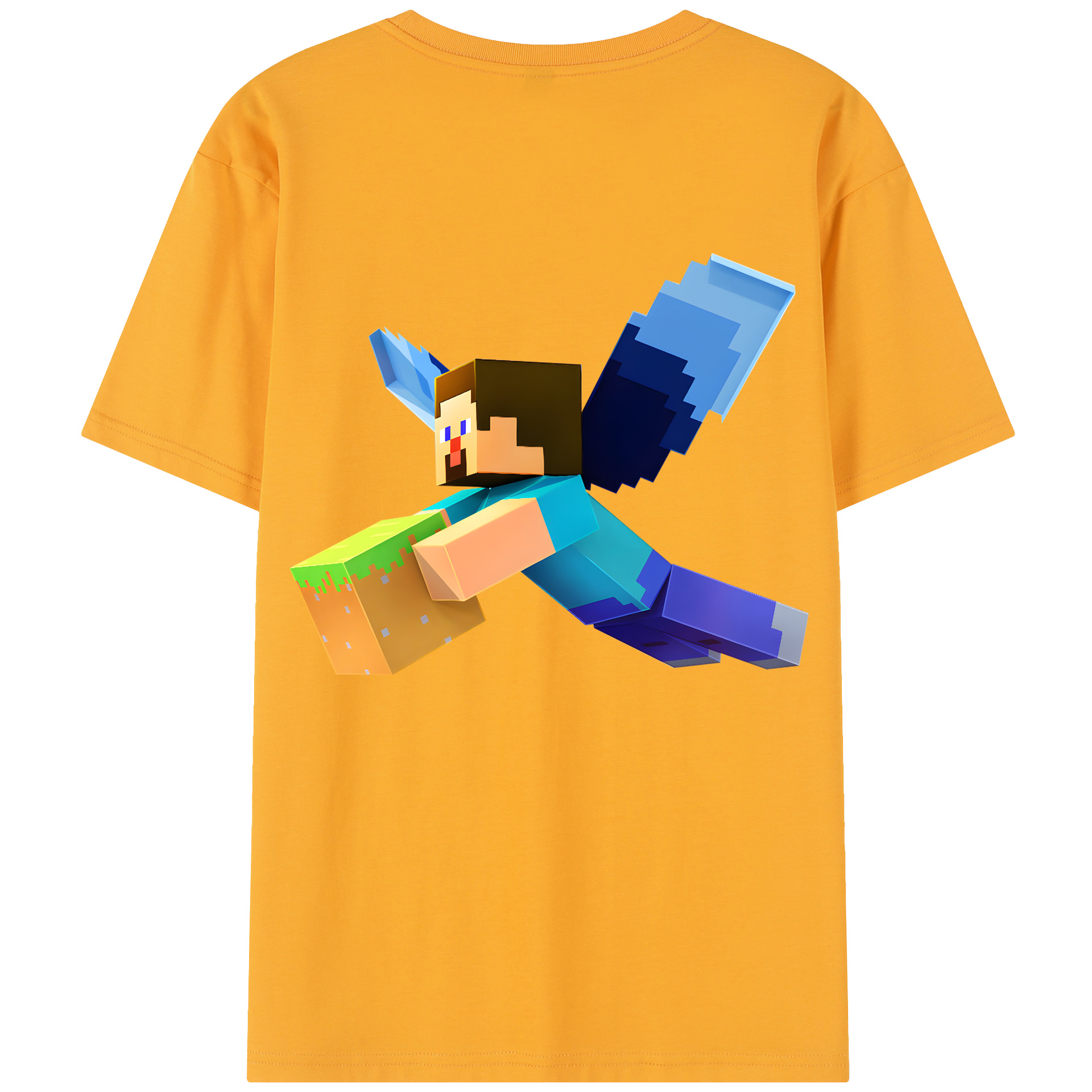 （画像用） マインクラフト ブロックの世界 Minecraft MC Block world レディース半袖Tシャツ(バックプリント)