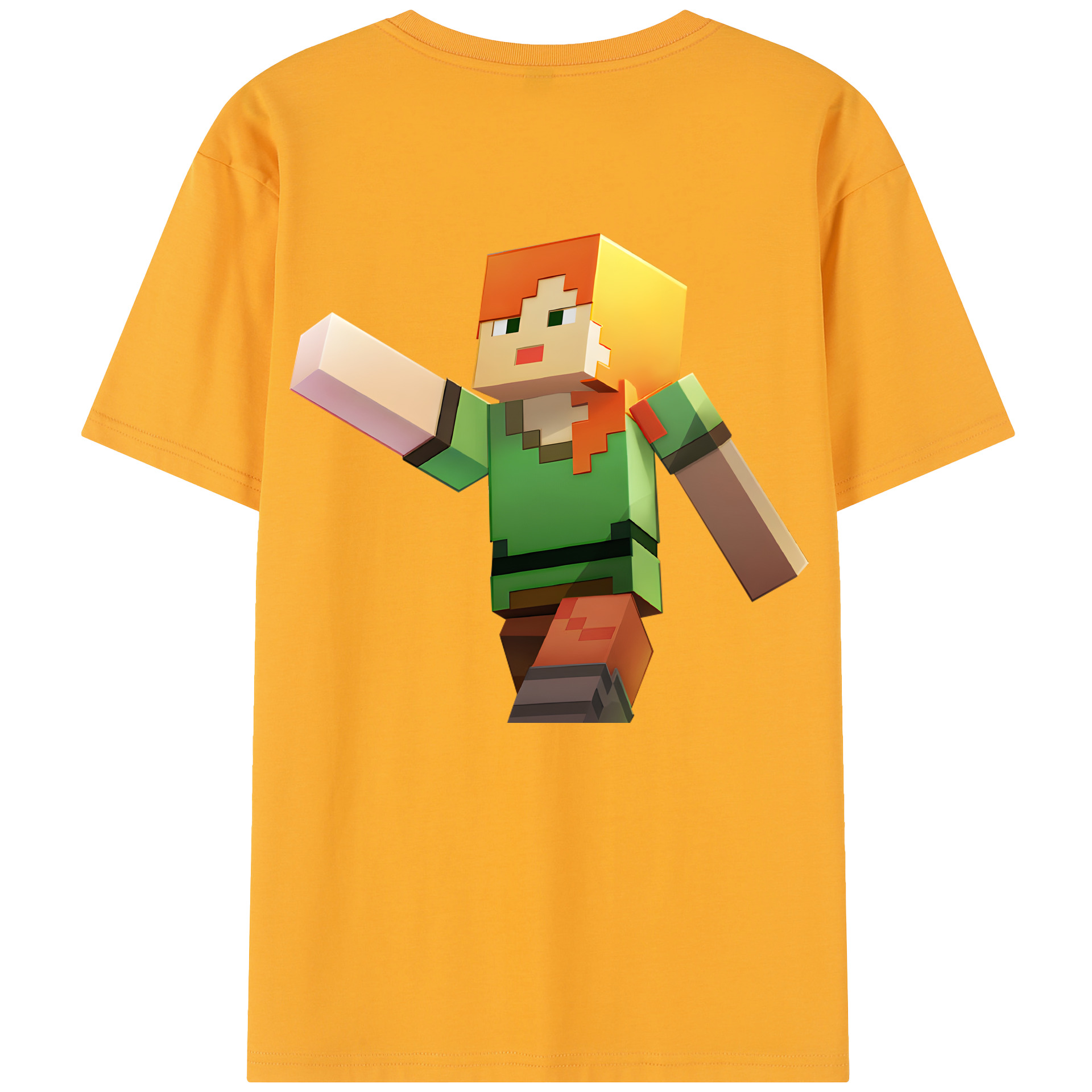 （画像用） マインクラフト ブロックの世界 Minecraft MC Block world レディース半袖Tシャツ(バックプリント)