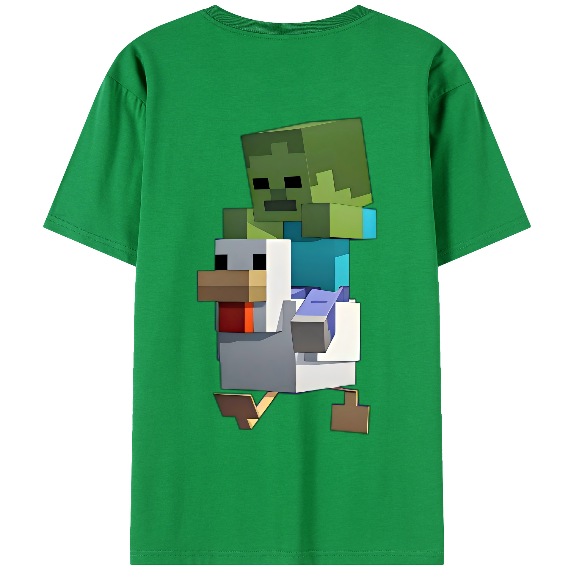 （画像用） マインクラフト ブロックの世界 Minecraft MC Block world レディース半袖Tシャツ(バックプリント)