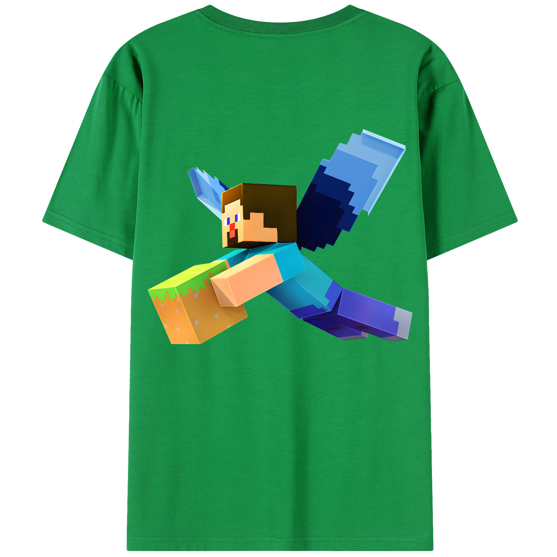 （画像用） マインクラフト ブロックの世界 Minecraft MC Block world レディース半袖Tシャツ(バックプリント)