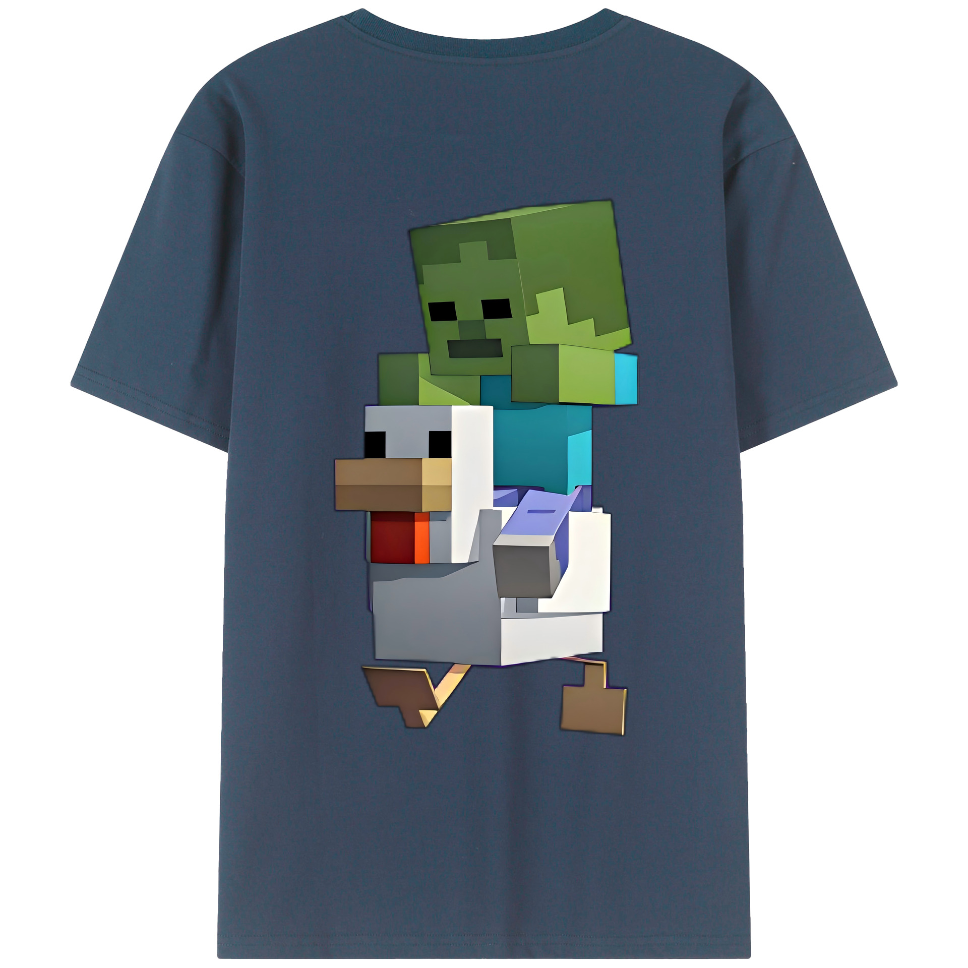 （画像用） マインクラフト ブロックの世界 Minecraft MC Block world レディース半袖Tシャツ(バックプリント)