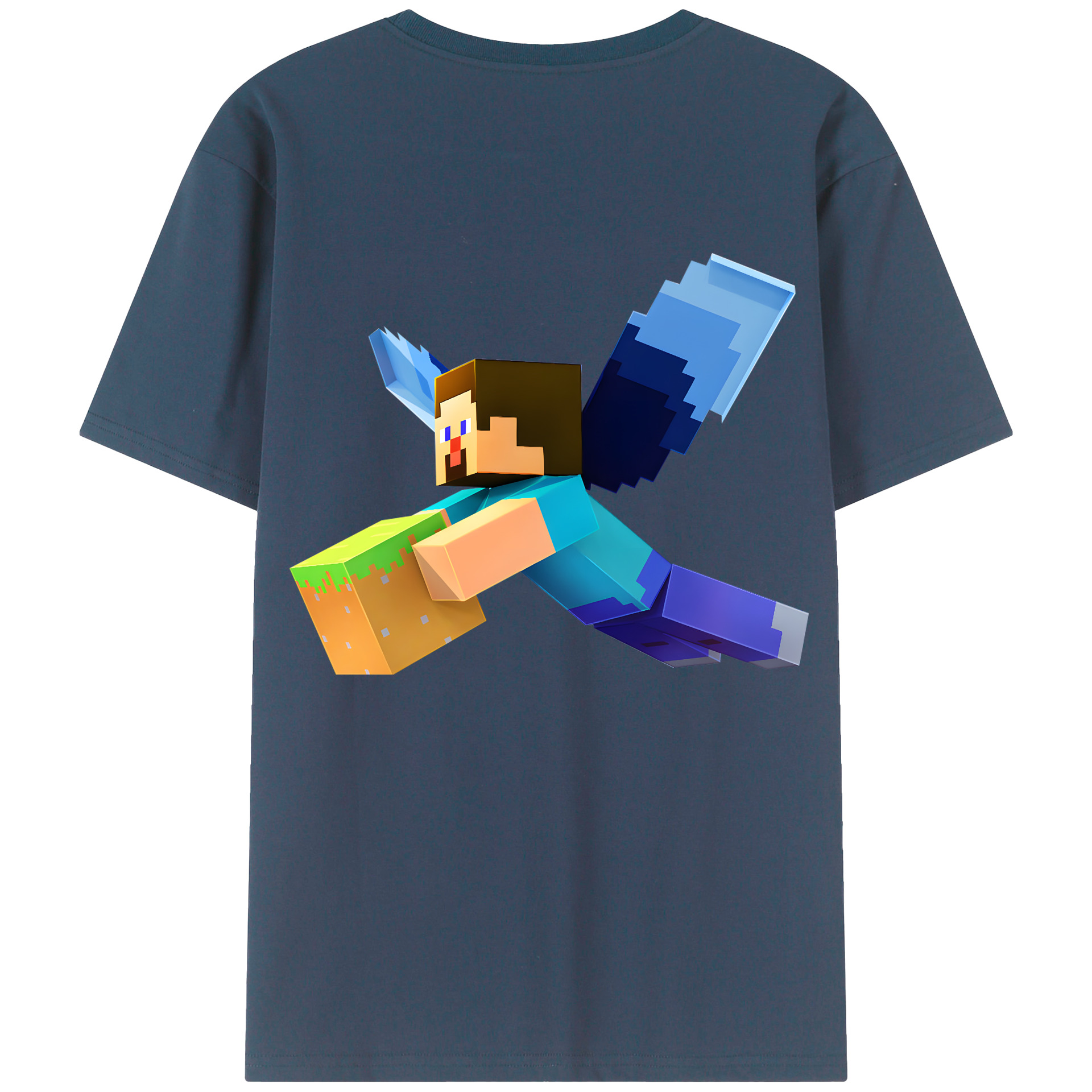 （画像用） マインクラフト ブロックの世界 Minecraft MC Block world レディース半袖Tシャツ(バックプリント)