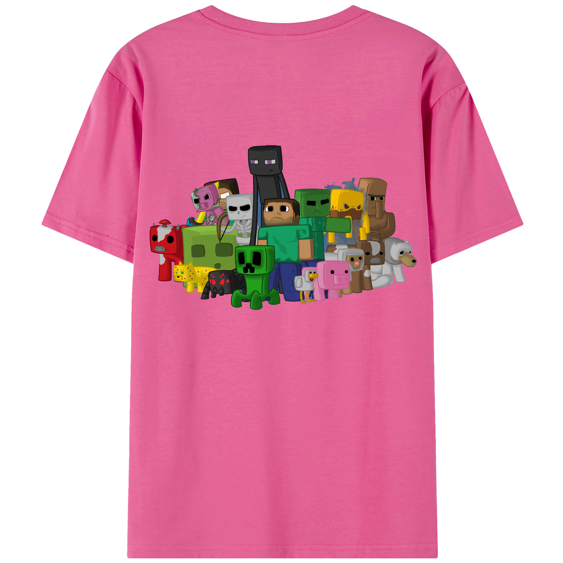 （画像用） マインクラフト ブロックの世界 Minecraft MC Block world レディース半袖Tシャツ(バックプリント)
