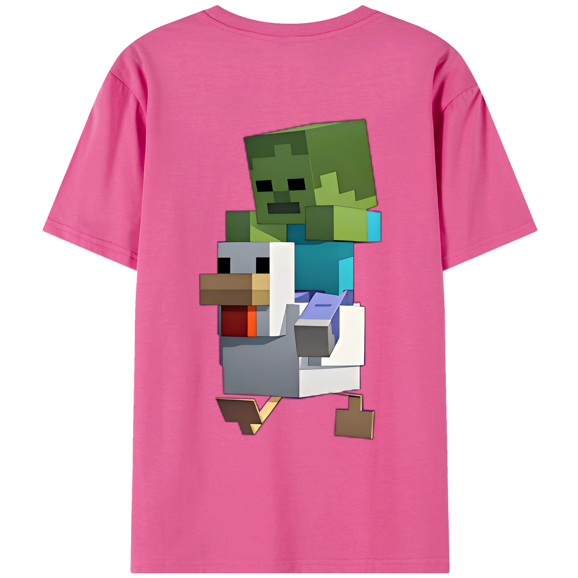 （画像用） マインクラフト ブロックの世界 Minecraft MC Block world レディース半袖Tシャツ(バックプリント)