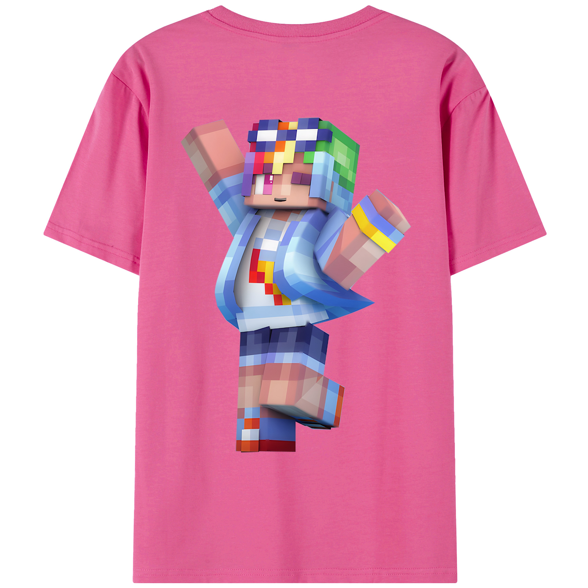 （画像用） マインクラフト ブロックの世界 Minecraft MC Block world レディース半袖Tシャツ(バックプリント)