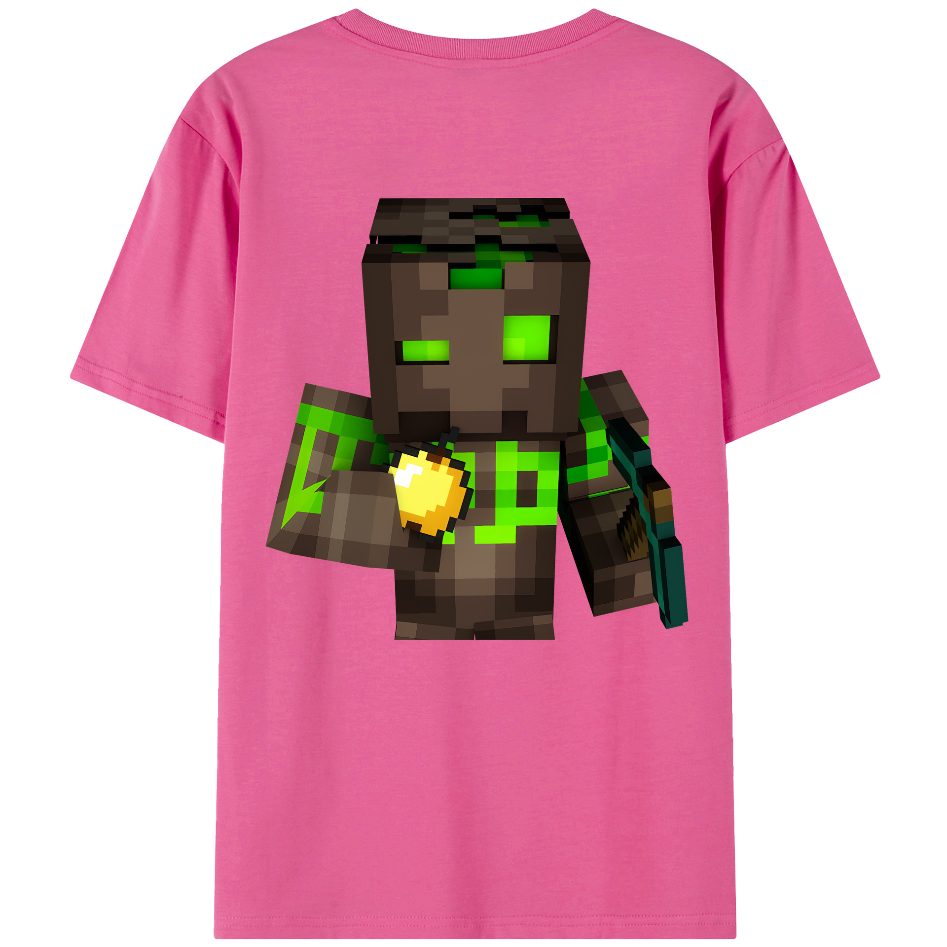 （画像用） マインクラフト ブロックの世界 Minecraft MC Block world レディース半袖Tシャツ(バックプリント)