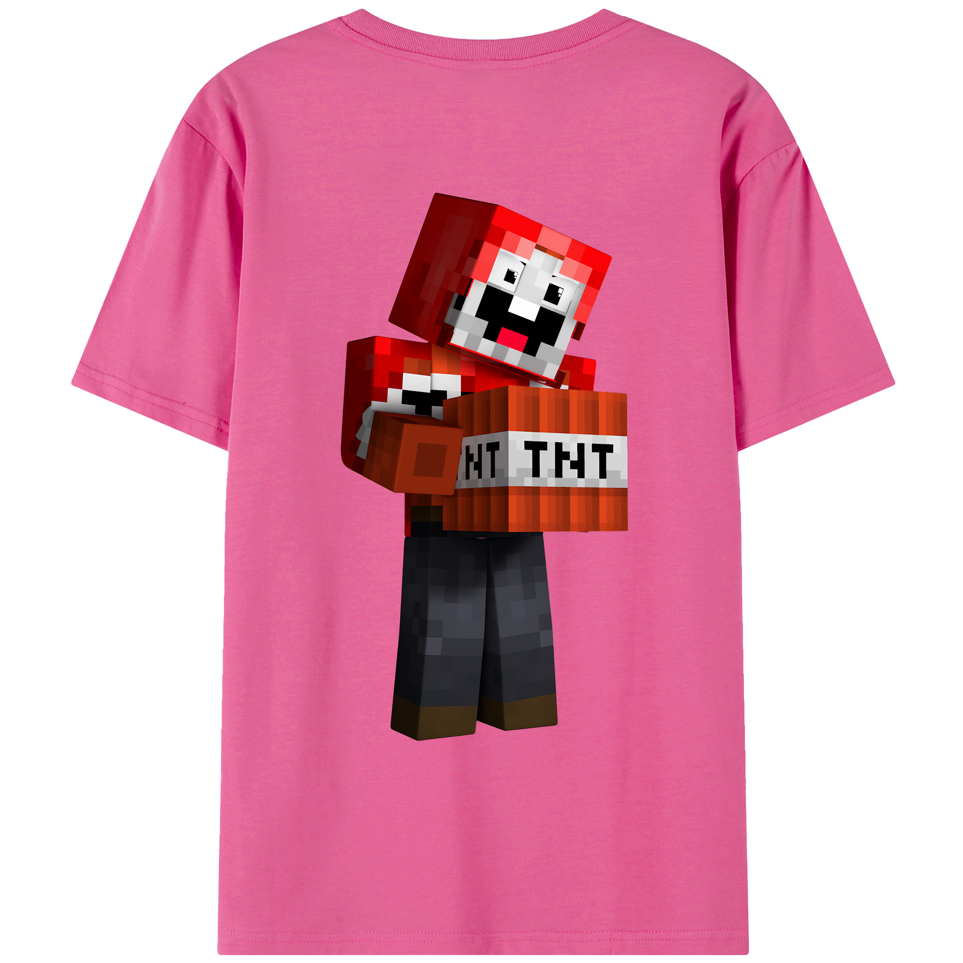 （画像用） マインクラフト ブロックの世界 Minecraft MC Block world レディース半袖Tシャツ(バックプリント)