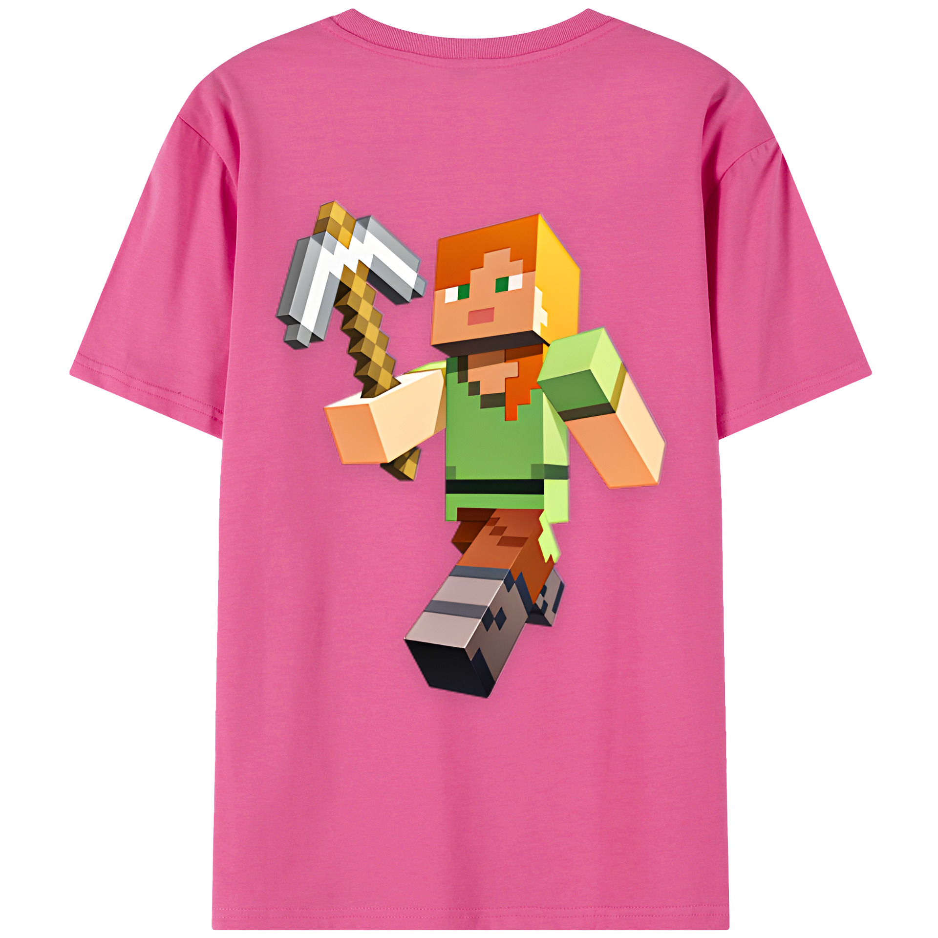 （画像用） マインクラフト ブロックの世界 Minecraft MC Block world レディース半袖Tシャツ(バックプリント)