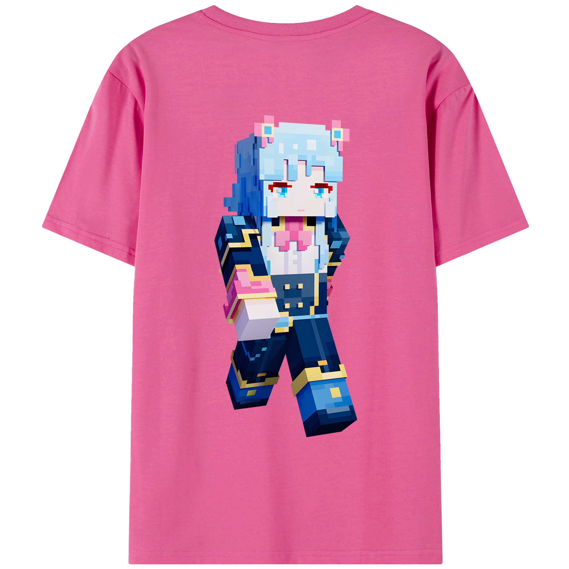 （画像用） マインクラフト ブロックの世界 Minecraft MC Block world レディース半袖Tシャツ(バックプリント)