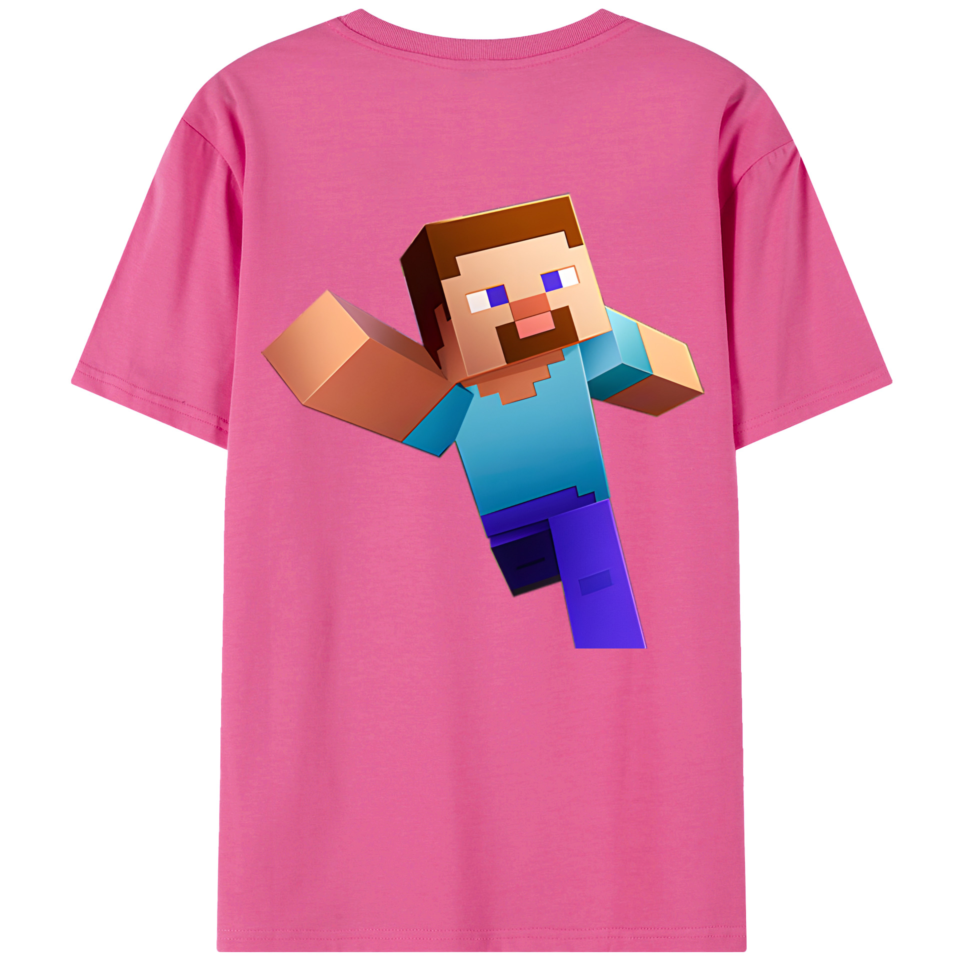 （画像用） マインクラフト ブロックの世界 Minecraft MC Block world レディース半袖Tシャツ(バックプリント)