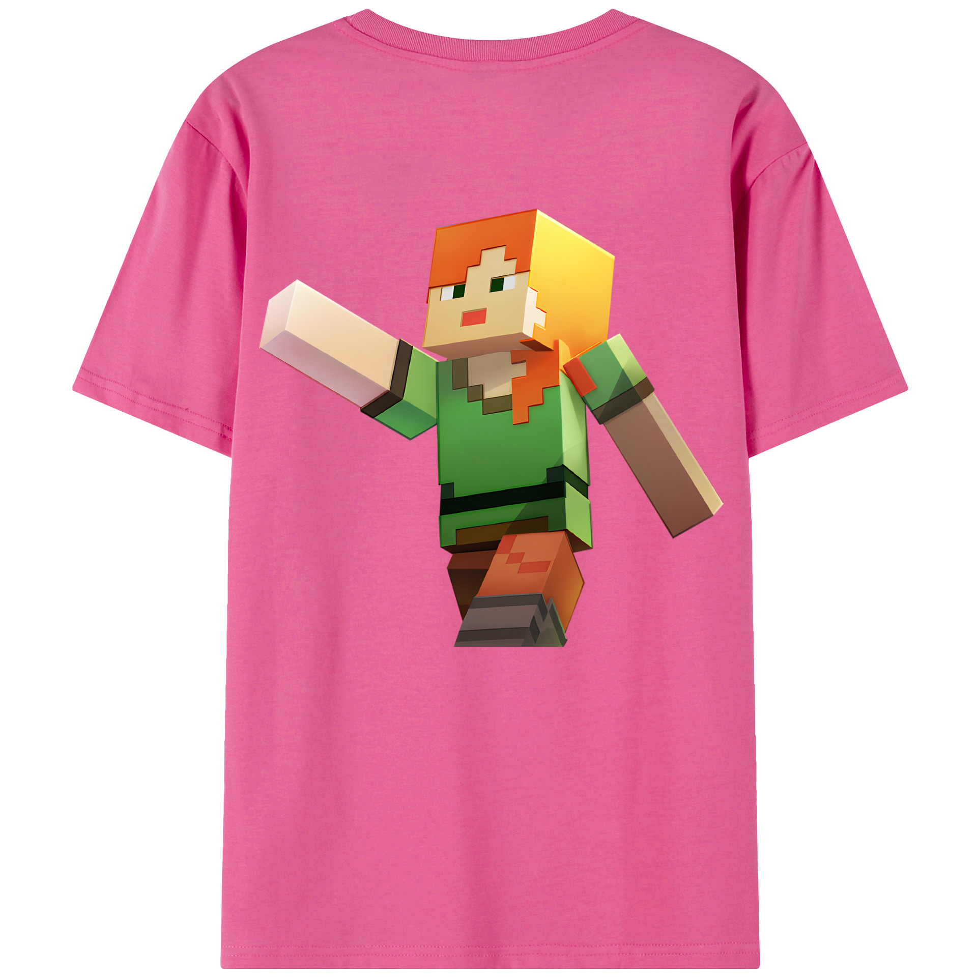 （画像用） マインクラフト ブロックの世界 Minecraft MC Block world レディース半袖Tシャツ(バックプリント)