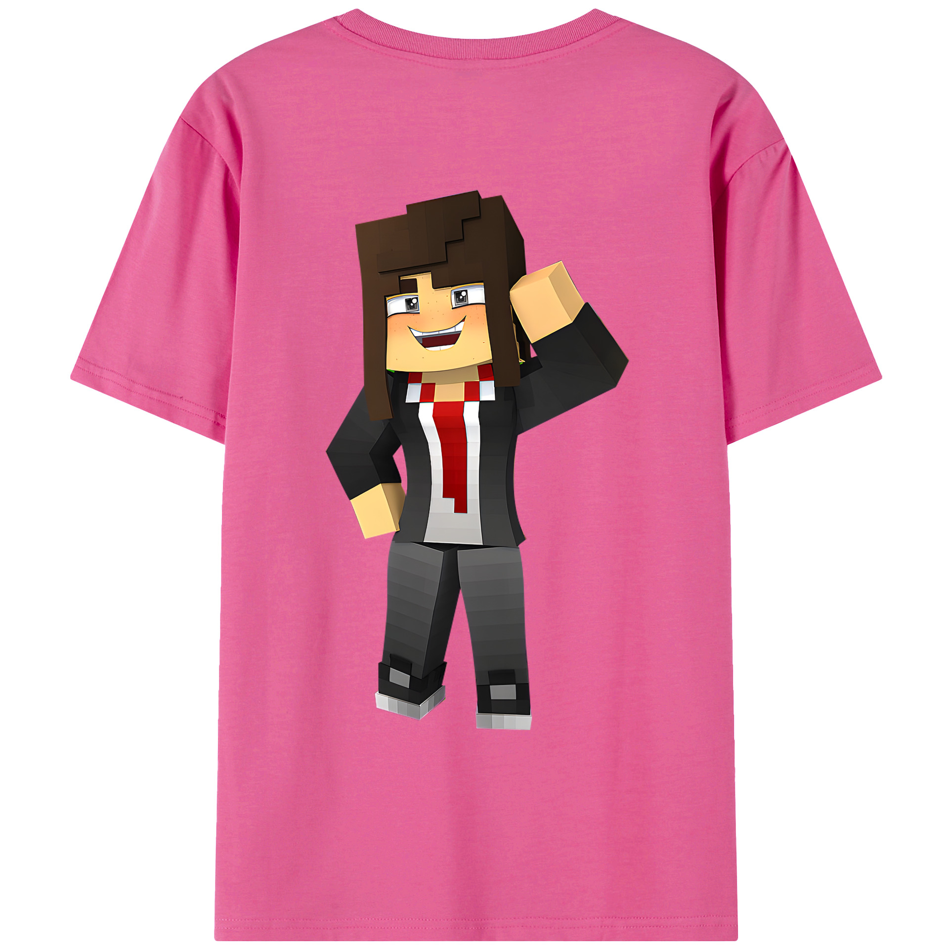（画像用） マインクラフト ブロックの世界 Minecraft MC Block world レディース半袖Tシャツ(バックプリント)