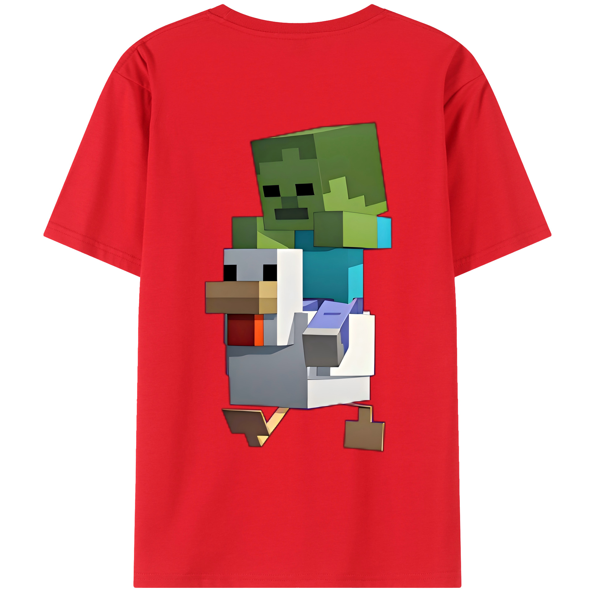 （画像用） マインクラフト ブロックの世界 Minecraft MC Block world レディース半袖Tシャツ(バックプリント)