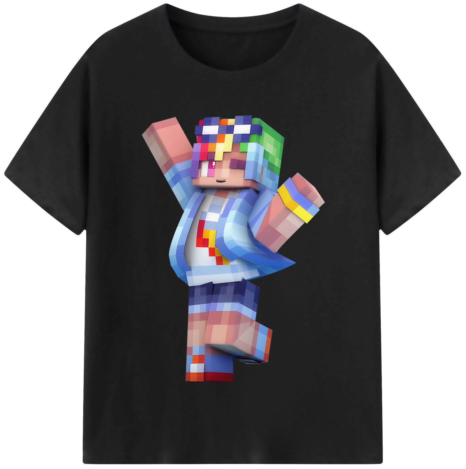 （画像用） マインクラフト ブロックの世界 Minecraft MC Block world レディースカジュアルプリントTシャツ（綿100％）