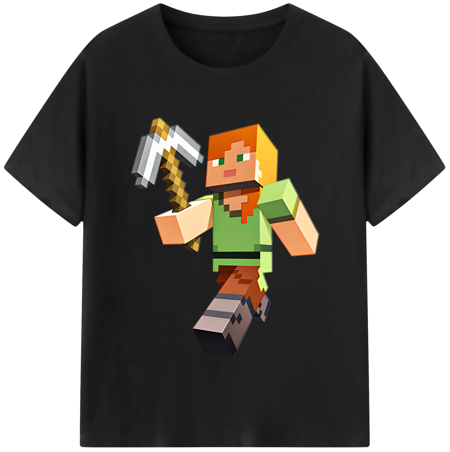 （画像用） マインクラフト ブロックの世界 Minecraft MC Block world レディースカジュアルプリントTシャツ（綿100％）