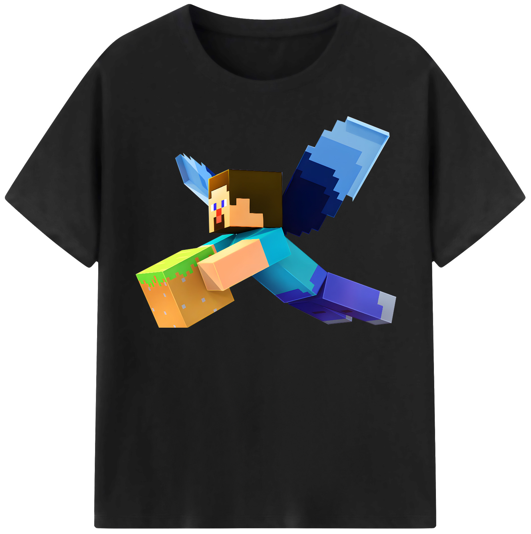（画像用） マインクラフト ブロックの世界 Minecraft MC Block world レディースカジュアルプリントTシャツ（綿100％）