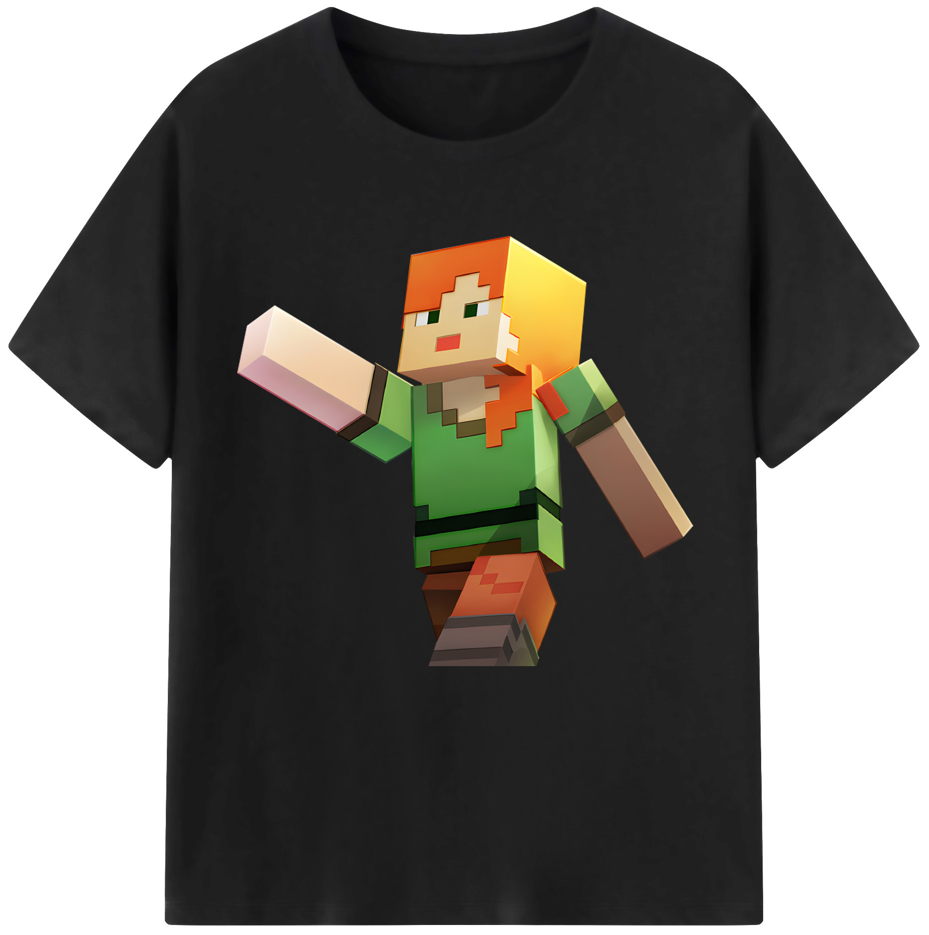 （画像用） マインクラフト ブロックの世界 Minecraft MC Block world レディースカジュアルプリントTシャツ（綿100％）