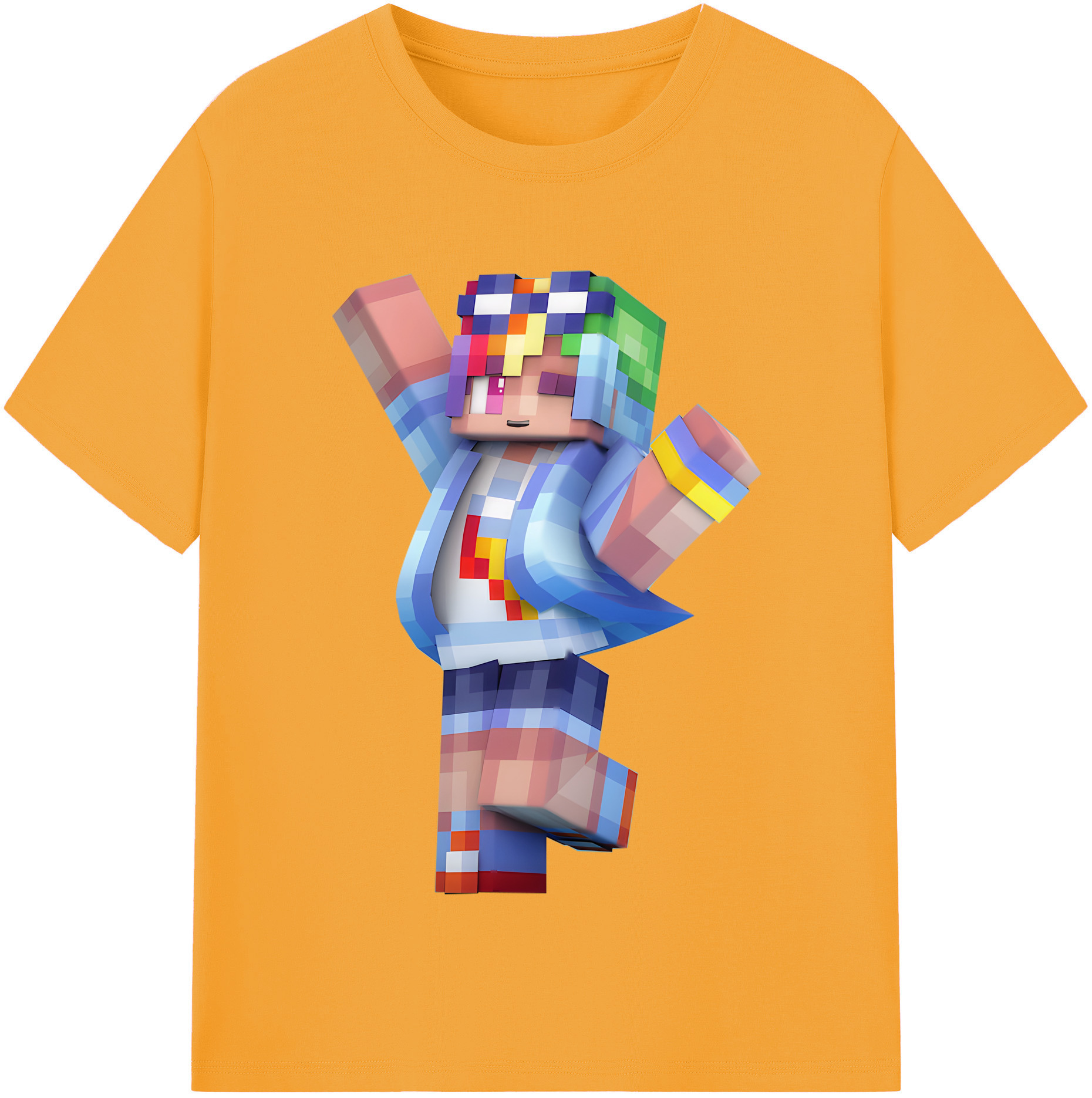 （画像用） マインクラフト ブロックの世界 Minecraft MC Block world レディースカジュアルプリントTシャツ（綿100％）