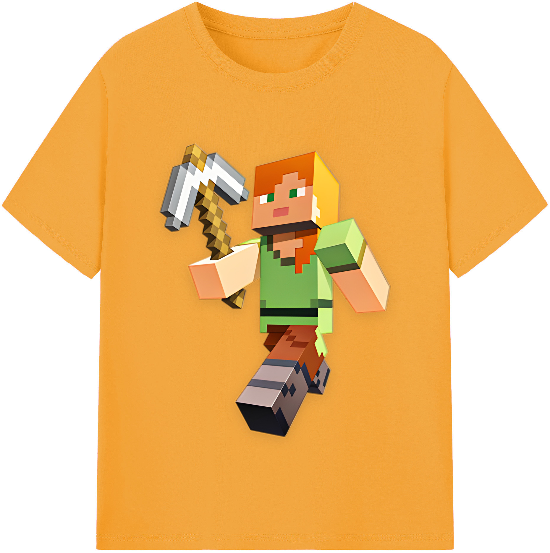 （画像用） マインクラフト ブロックの世界 Minecraft MC Block world レディースカジュアルプリントTシャツ（綿100％）