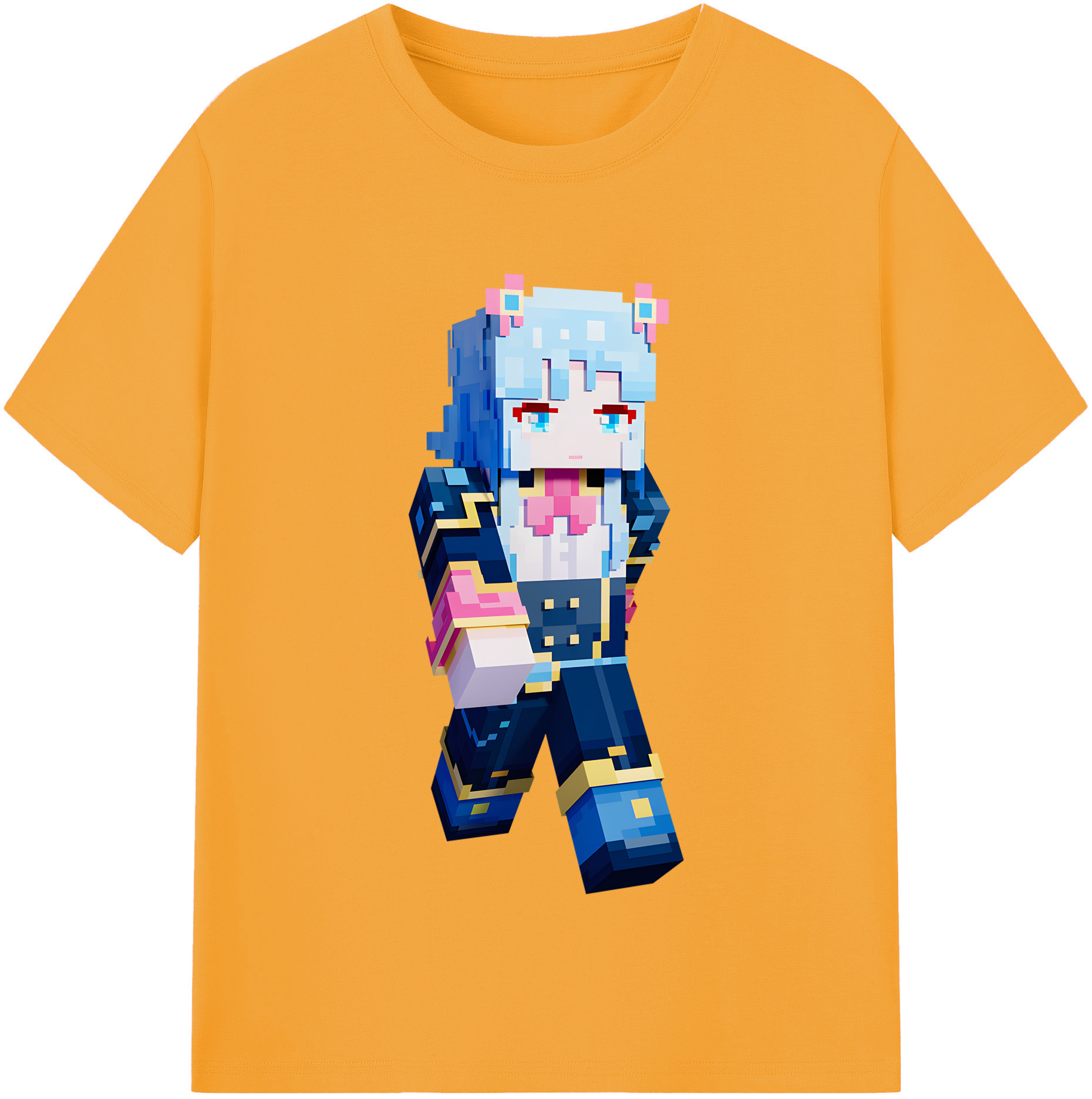 （画像用） マインクラフト ブロックの世界 Minecraft MC Block world レディースカジュアルプリントTシャツ（綿100％）