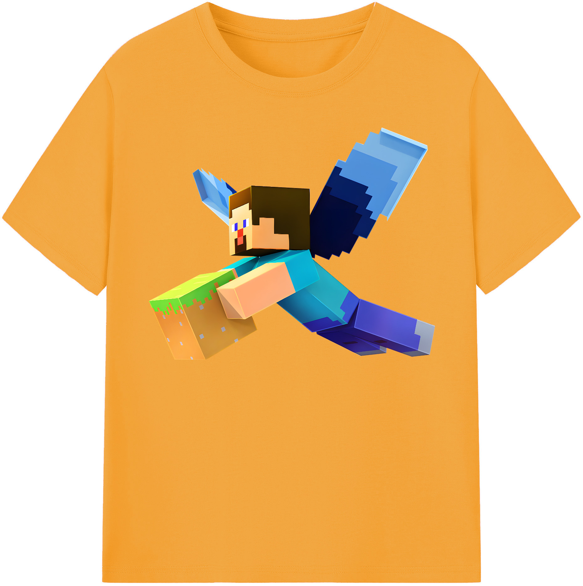 （画像用） マインクラフト ブロックの世界 Minecraft MC Block world レディースカジュアルプリントTシャツ（綿100％）