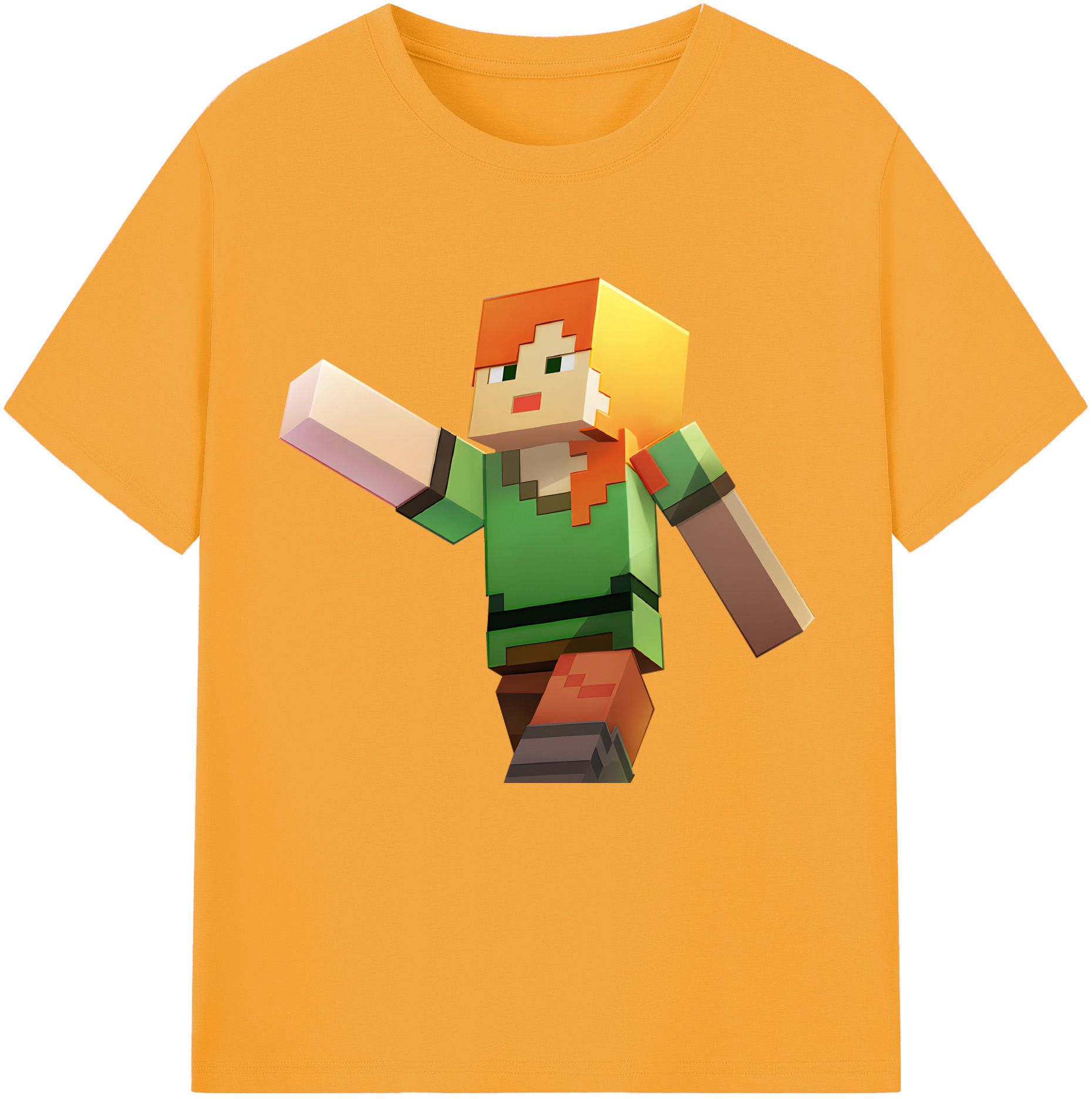 （画像用） マインクラフト ブロックの世界 Minecraft MC Block world レディースカジュアルプリントTシャツ（綿100％）