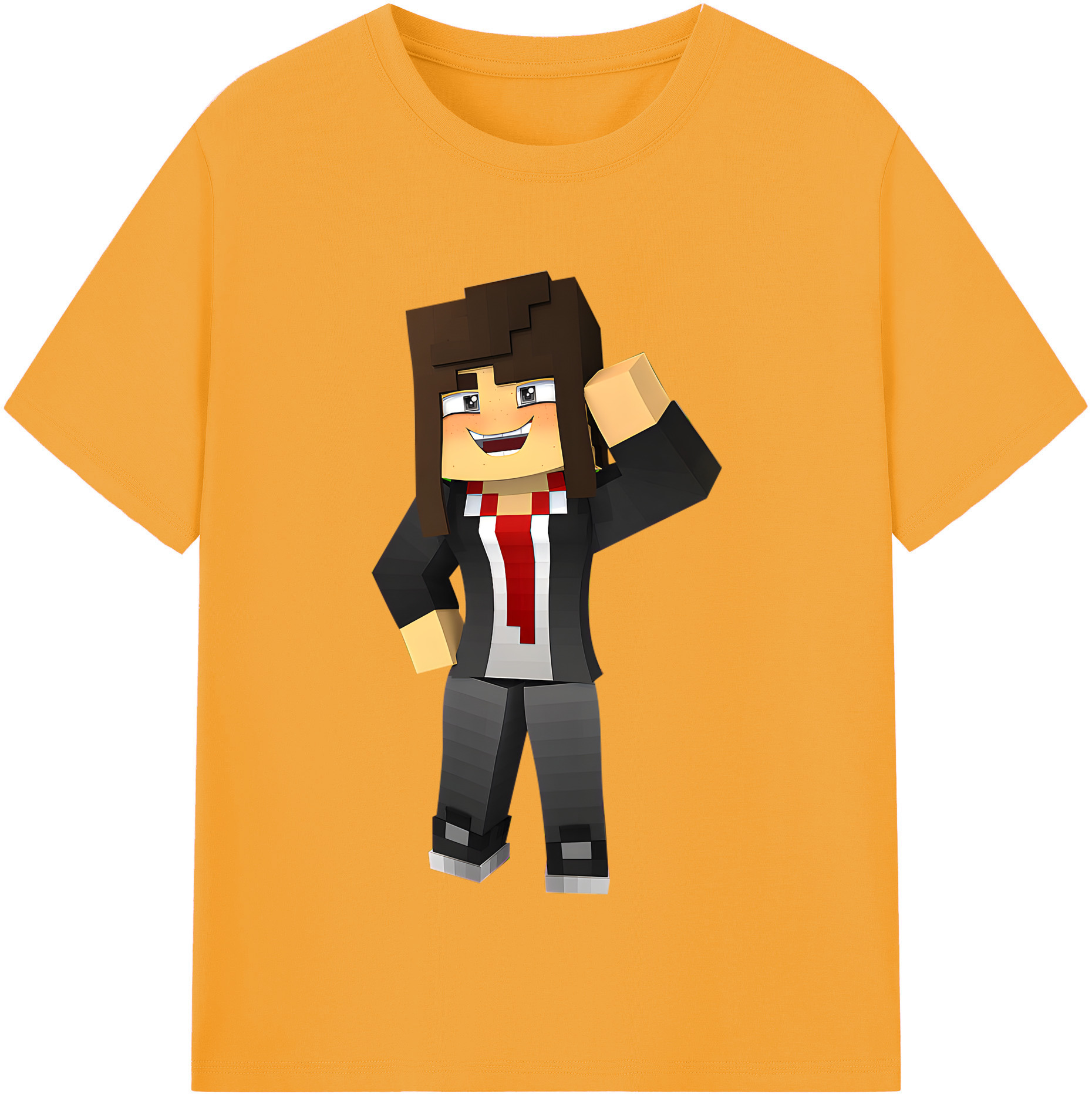 （画像用） マインクラフト ブロックの世界 Minecraft MC Block world レディースカジュアルプリントTシャツ（綿100％）