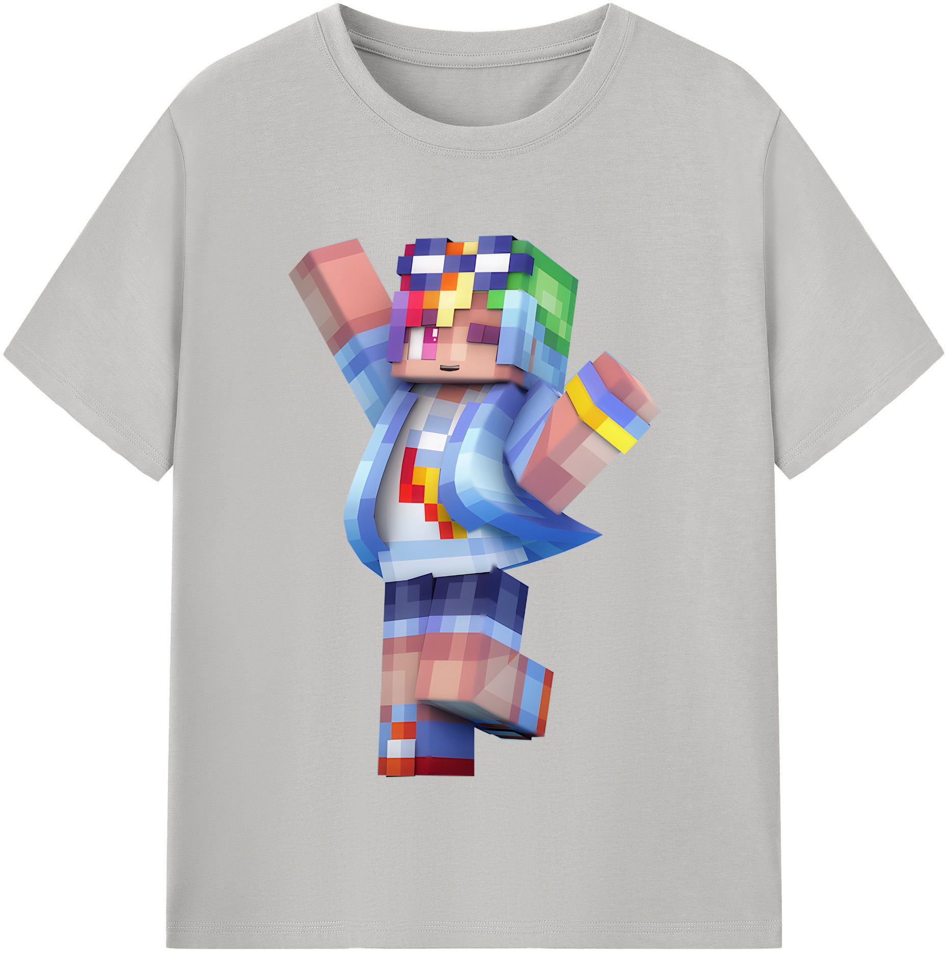 （画像用） マインクラフト ブロックの世界 Minecraft MC Block world レディースカジュアルプリントTシャツ（綿100％）