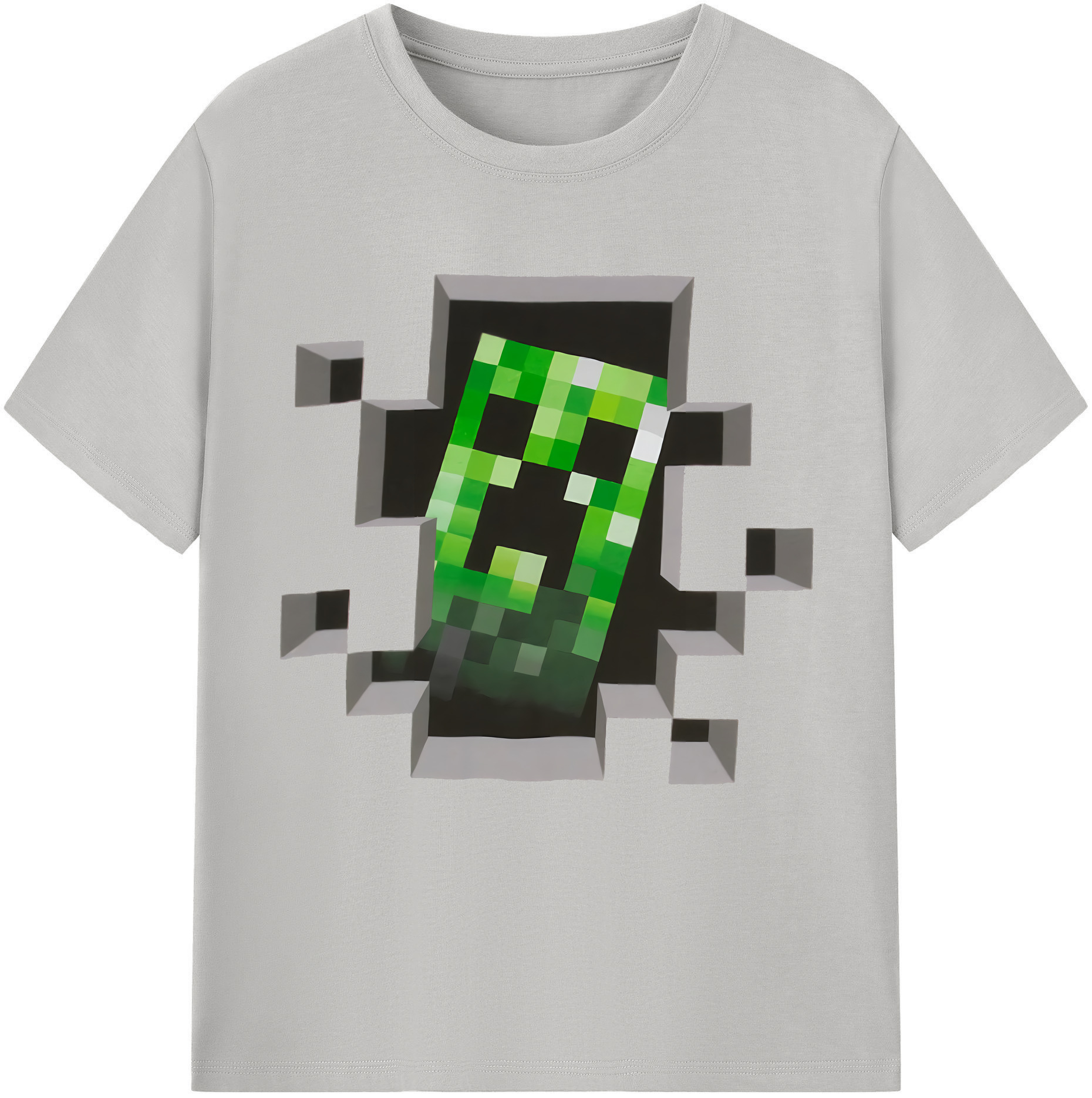 （画像用） マインクラフト ブロックの世界 Minecraft MC Block world レディースカジュアルプリントTシャツ（綿100％）