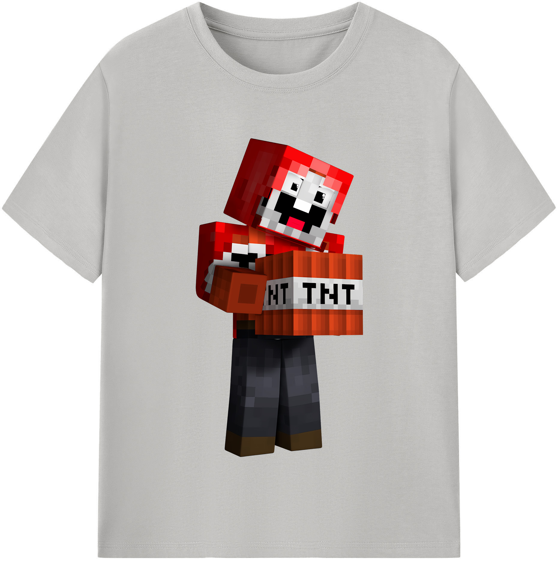 （画像用） マインクラフト ブロックの世界 Minecraft MC Block world レディースカジュアルプリントTシャツ（綿100％）