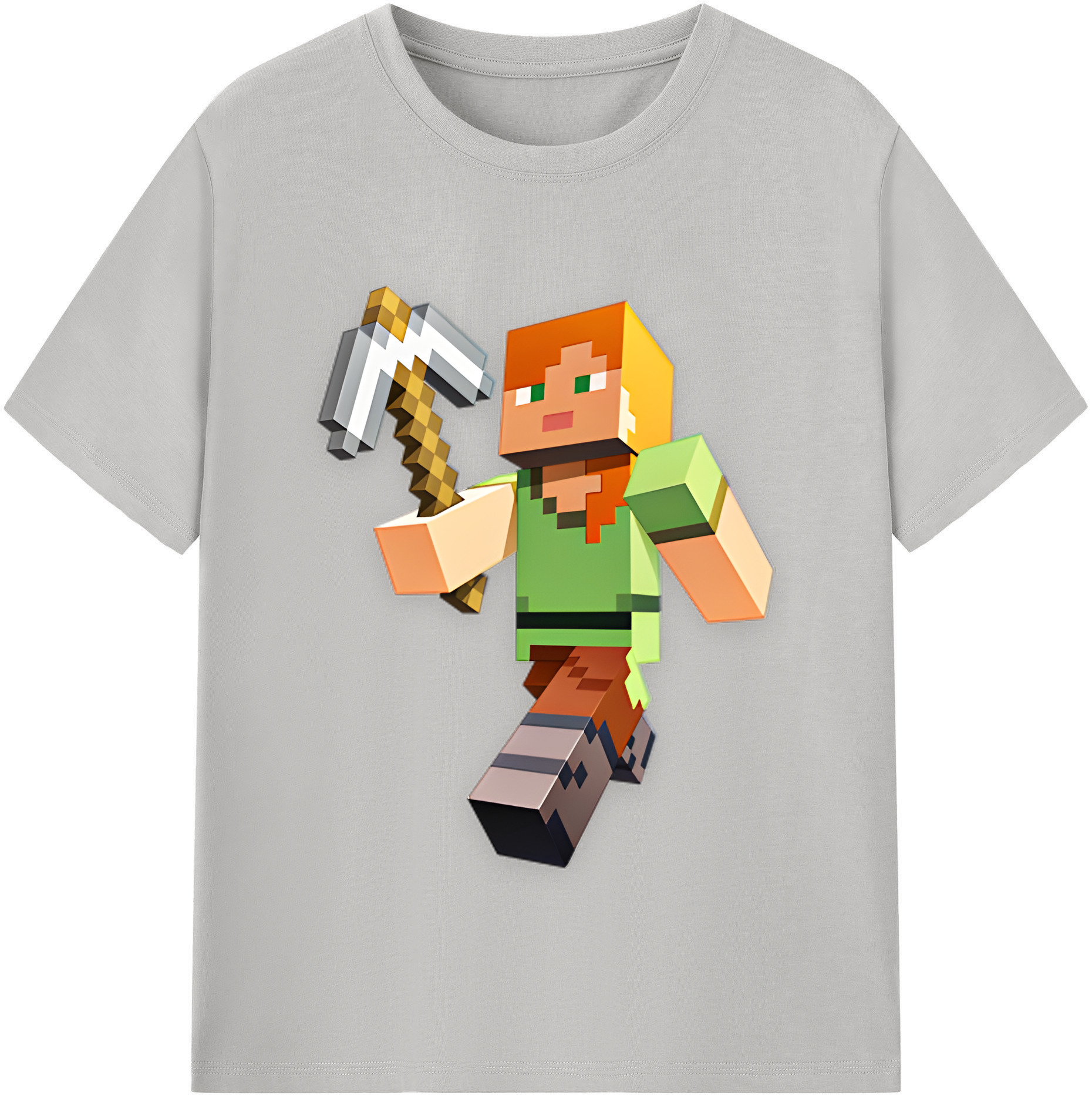 （画像用） マインクラフト ブロックの世界 Minecraft MC Block world レディースカジュアルプリントTシャツ（綿100％）