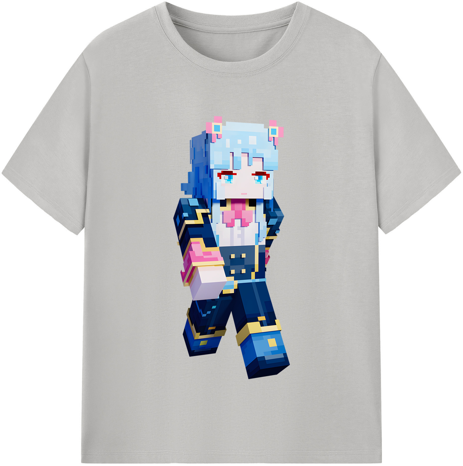 （画像用） マインクラフト ブロックの世界 Minecraft MC Block world レディースカジュアルプリントTシャツ（綿100％）