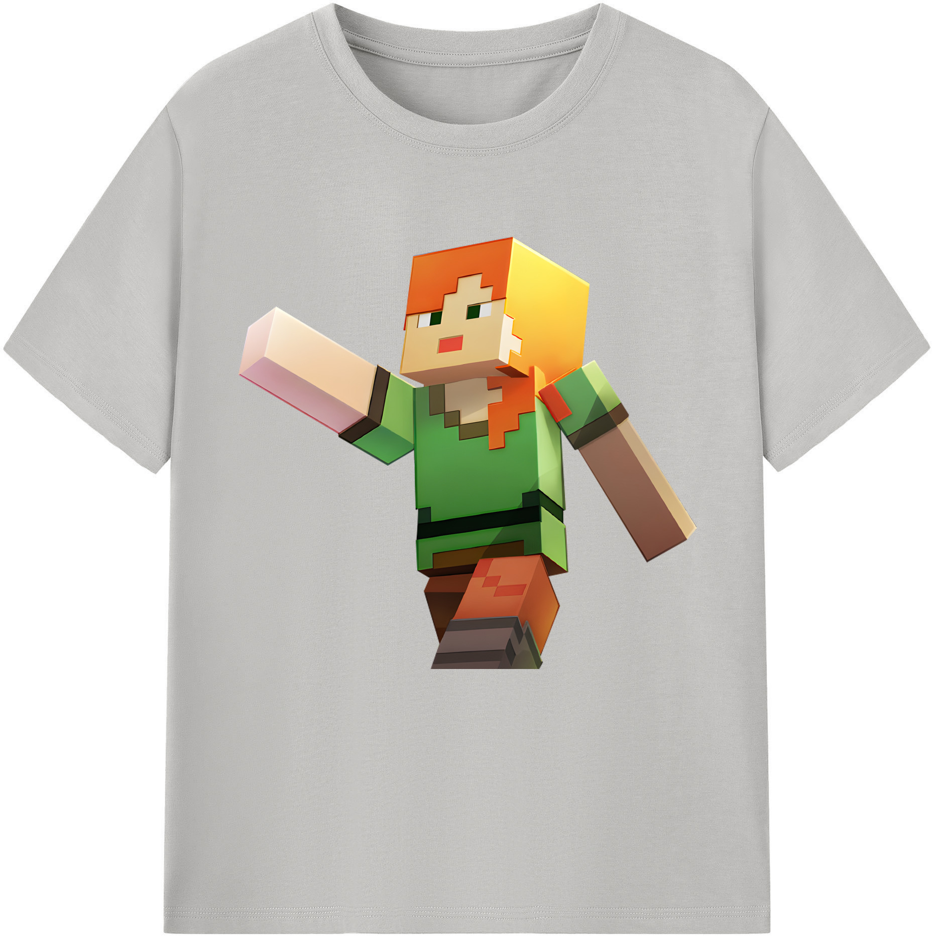 （画像用） マインクラフト ブロックの世界 Minecraft MC Block world レディースカジュアルプリントTシャツ（綿100％）
