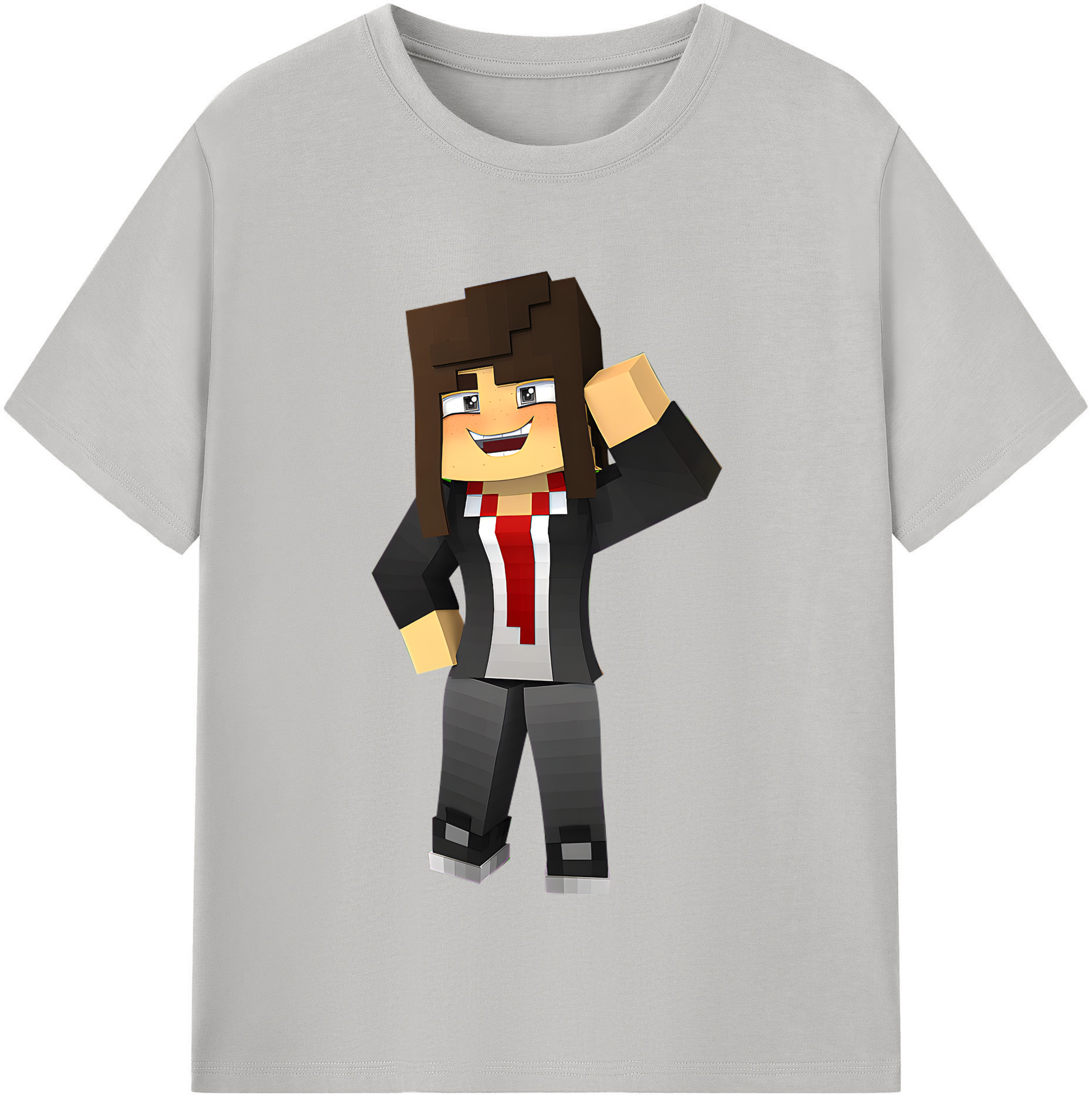 （画像用） マインクラフト ブロックの世界 Minecraft MC Block world レディースカジュアルプリントTシャツ（綿100％）