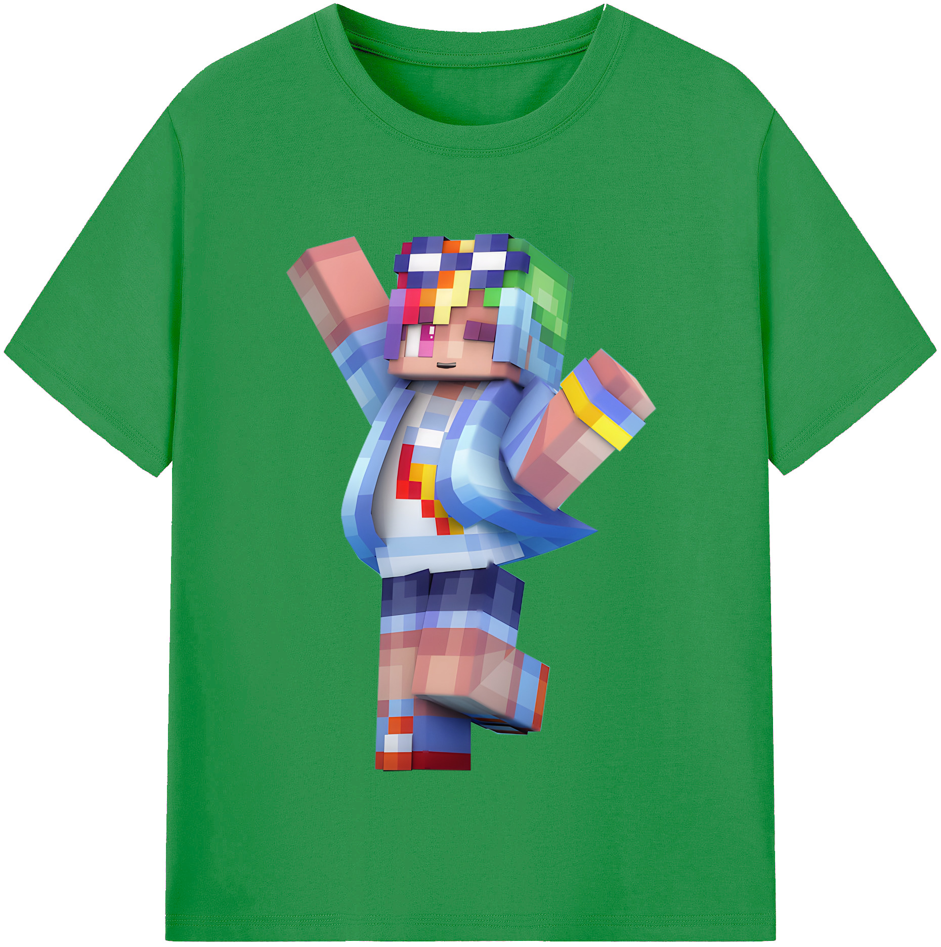 （画像用） マインクラフト ブロックの世界 Minecraft MC Block world レディースカジュアルプリントTシャツ（綿100％）