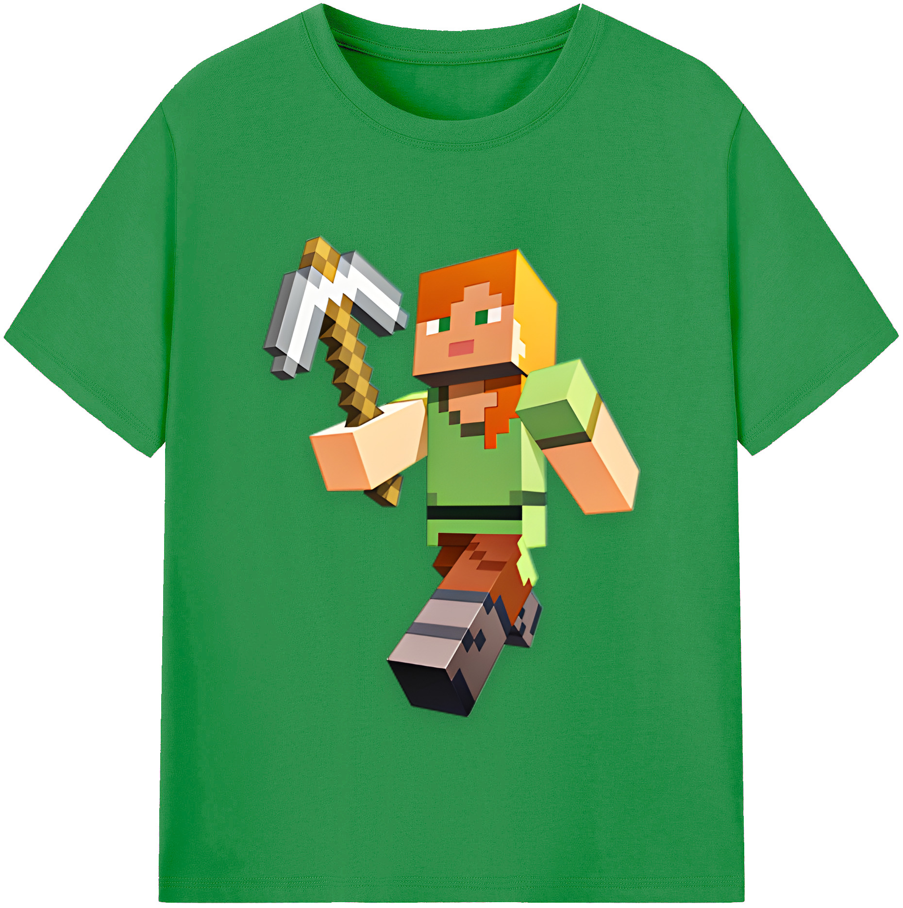 （画像用） マインクラフト ブロックの世界 Minecraft MC Block world レディースカジュアルプリントTシャツ（綿100％）