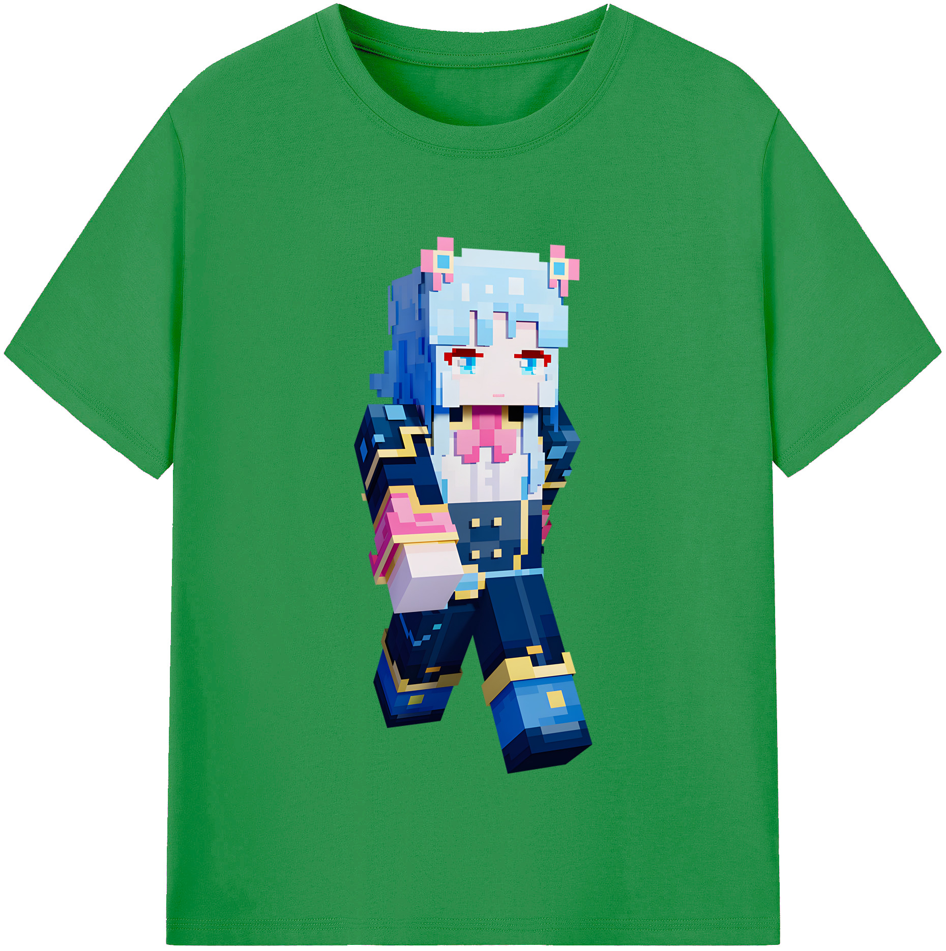 （画像用） マインクラフト ブロックの世界 Minecraft MC Block world レディースカジュアルプリントTシャツ（綿100％）