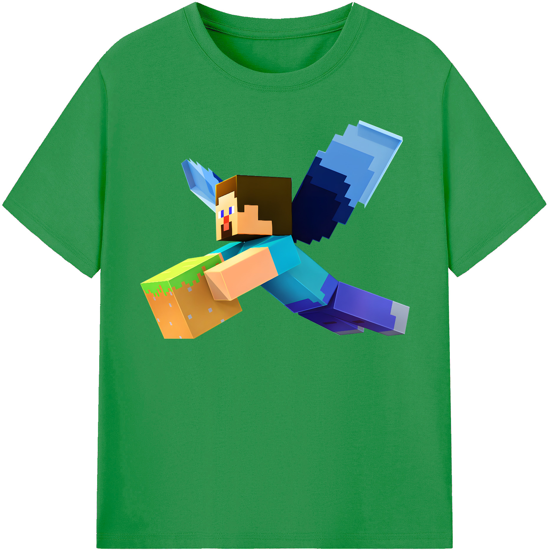 （画像用） マインクラフト ブロックの世界 Minecraft MC Block world レディースカジュアルプリントTシャツ（綿100％）